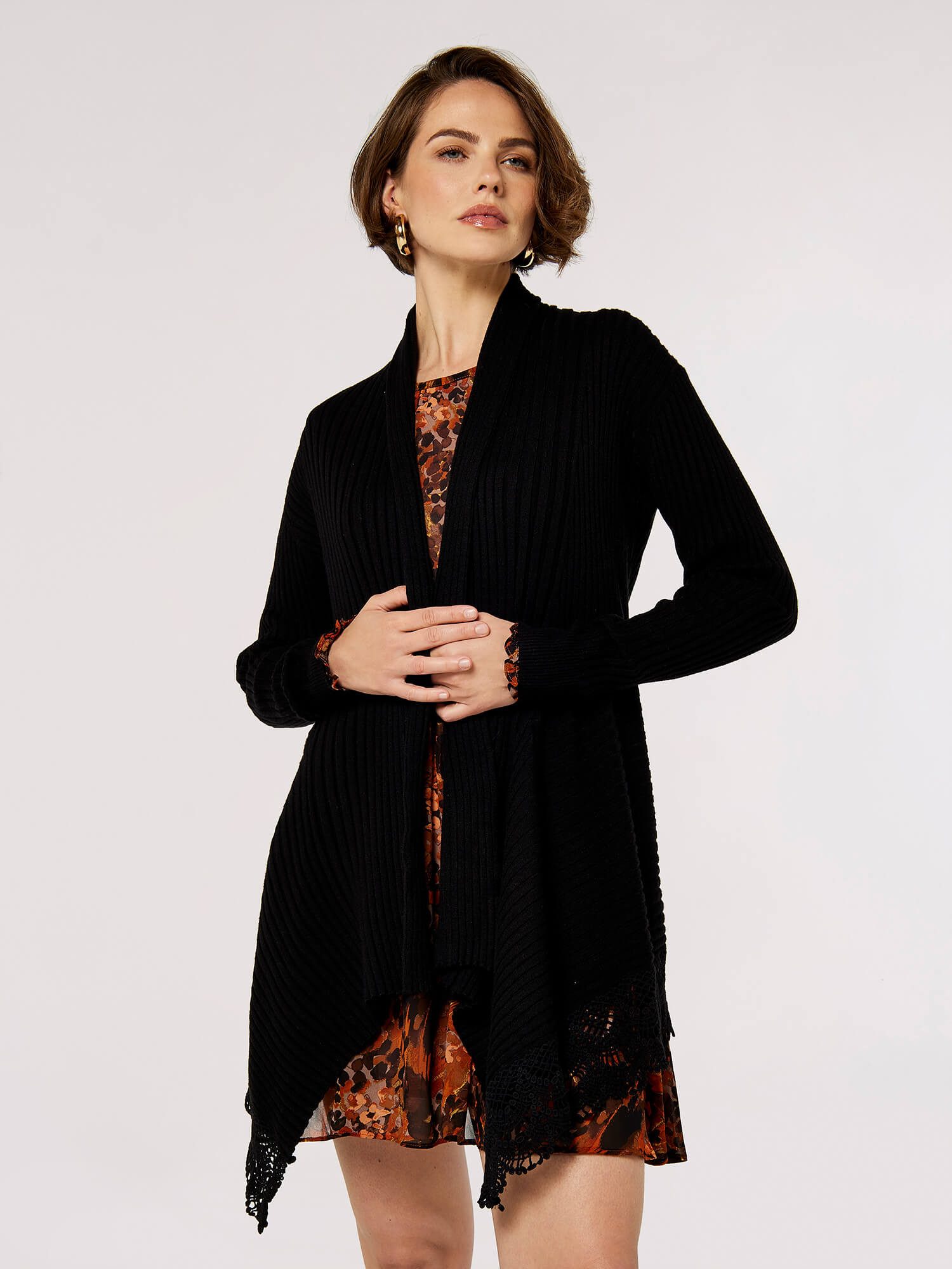 Apricot Cardigan Wasserfall Cardigan (1-tlg) mit Crochetbesatz günstig online kaufen