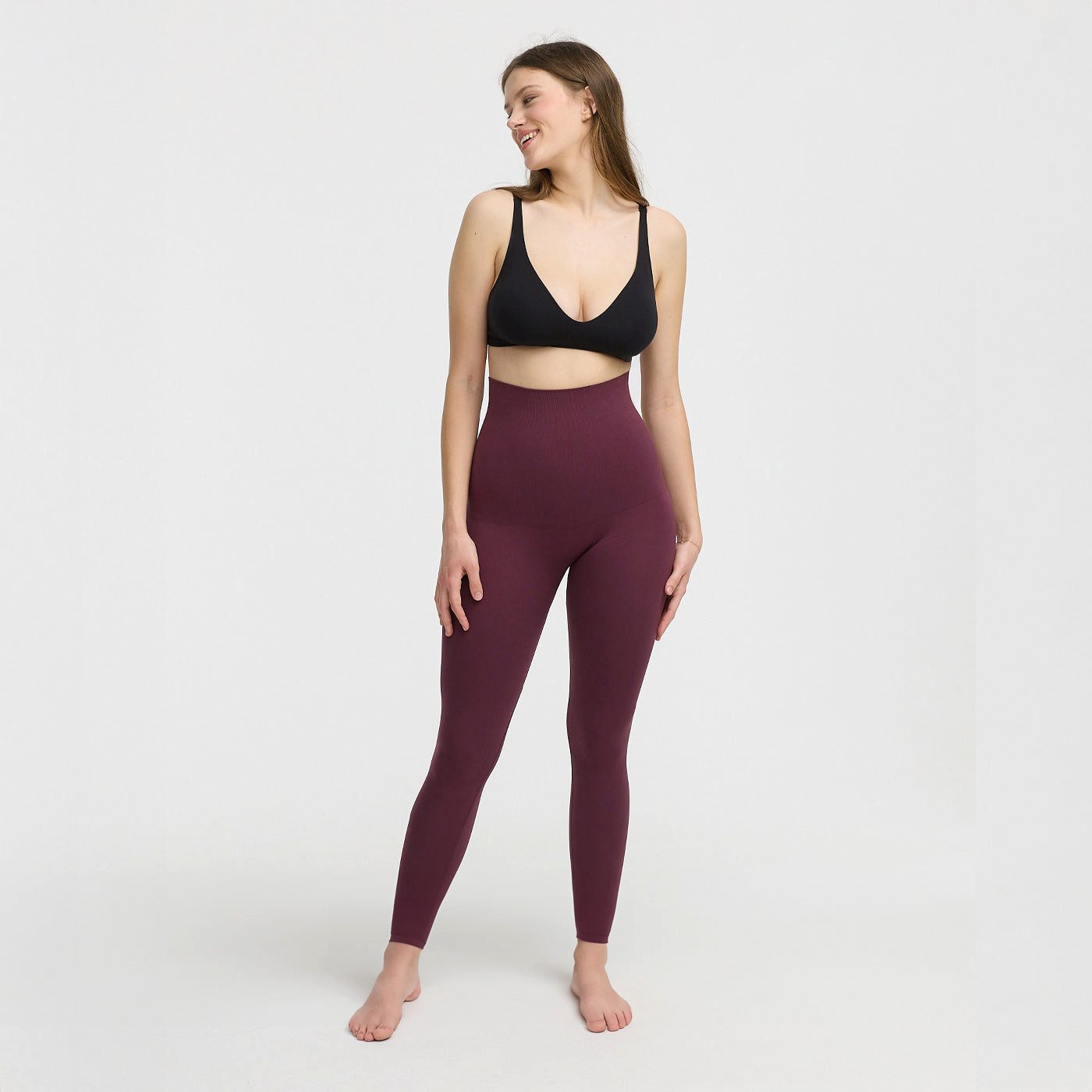 Shapingleggings Seamless Shaping Leggings-Burgundy-L