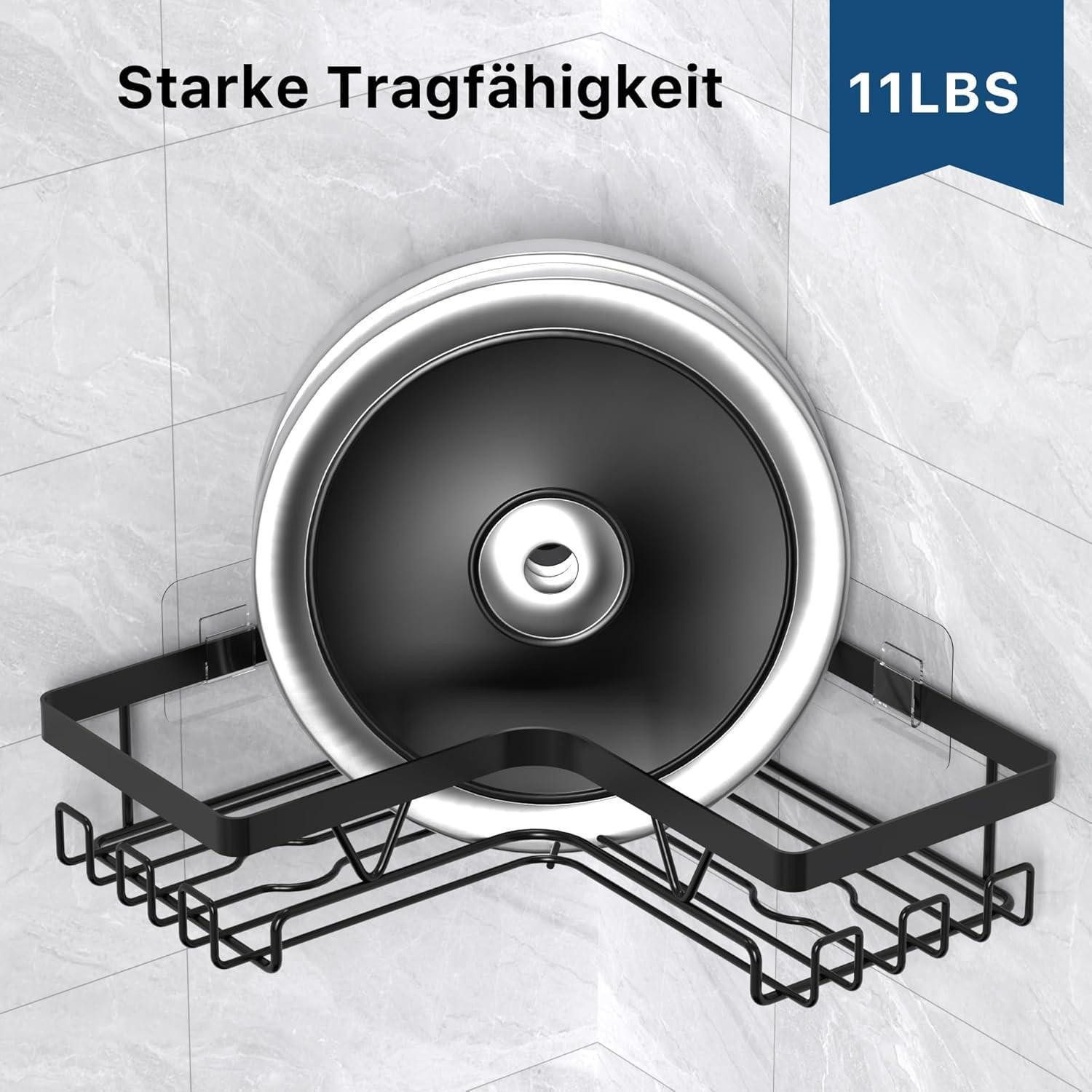 LuxusKollektion Duschablage Duschablage Ecke ohne Bohren Duschregal Duschkorb 2 Stück Schwarz – Bild 5 von 5