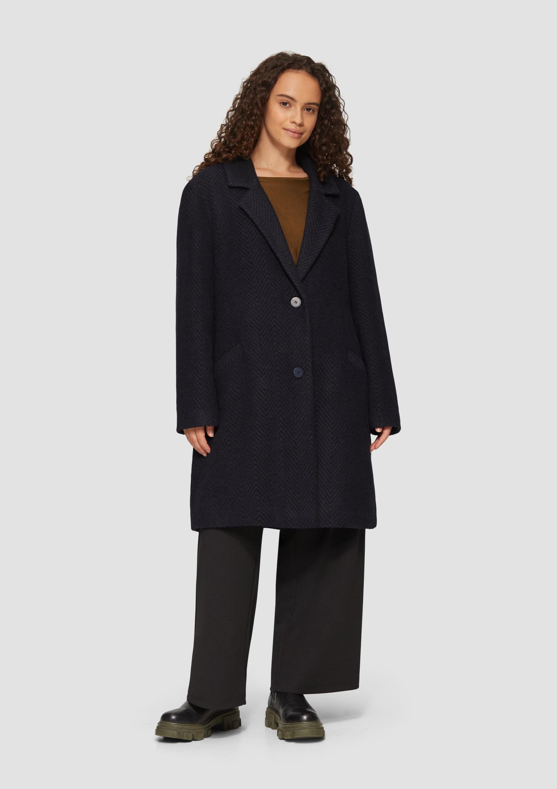 QS Funktionsmantel Outdoor-Mantel Mantel mit Reverskragen und klassischem Fischgrat-Muster