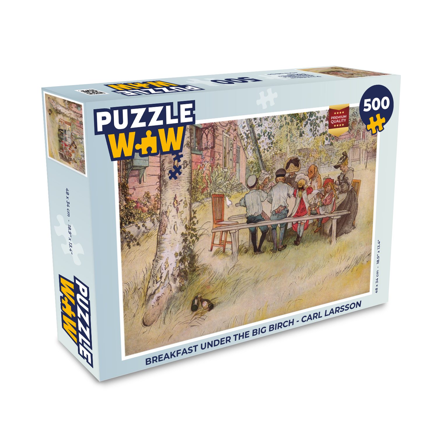 MuchoWow Puzzle Frühstück unter der großen Birke - Carl Larsson, 500 Puzzleteile, Foto-Puzzle, Bilderrätsel, Puzzlespiele, Spielzeug