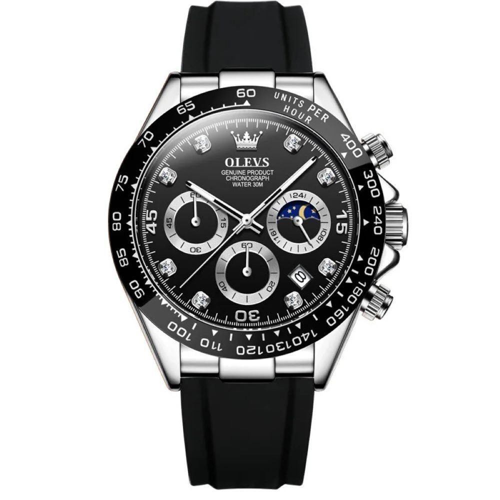 OLEVS Quarzuhr Herrenuhr Chronograph mit Silikonarmband 2875
