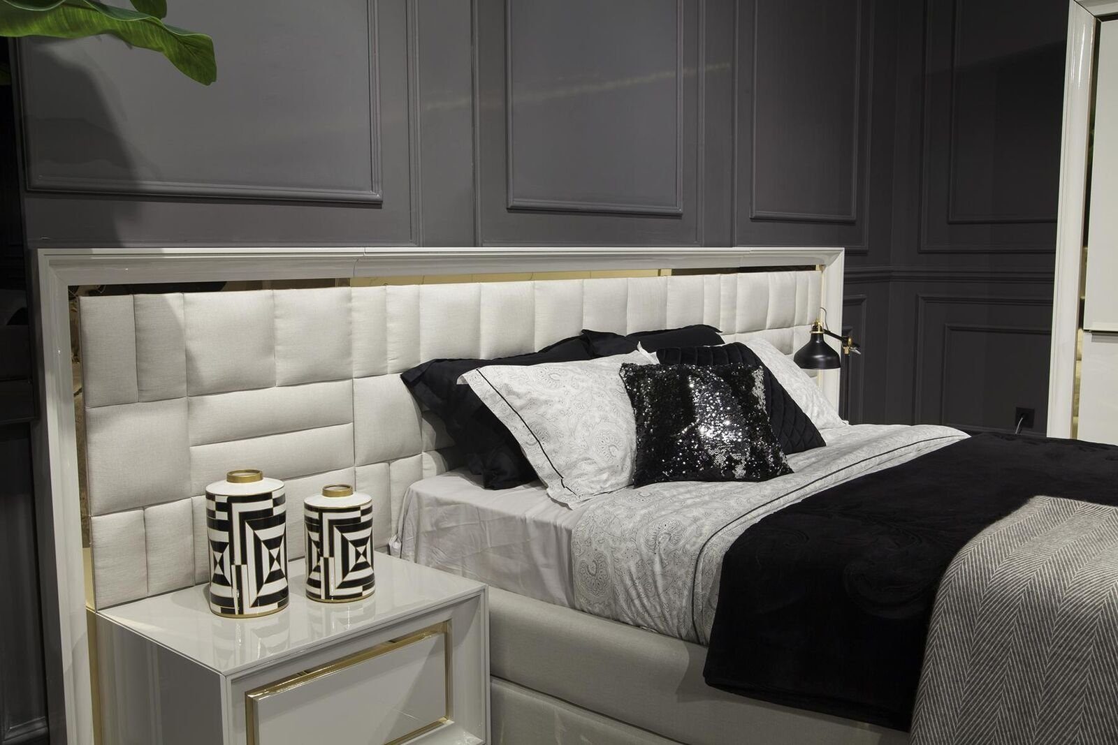 160x200 Bett), modernen 1x Möbel Bett in (1-tlg., Bettgestelle JVmoebel Made nur Doppelbett in Weiß cm Europa Bett