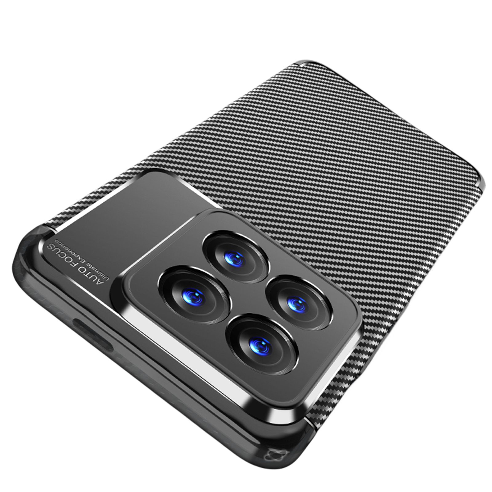 betterfon Handyhülle für Xiaomi 14 Pro Silikon Case TPU Bumper Schale Schwarz, Carbon-Look – stoßfestes Case mit Air-Cushion & Metall-Optik