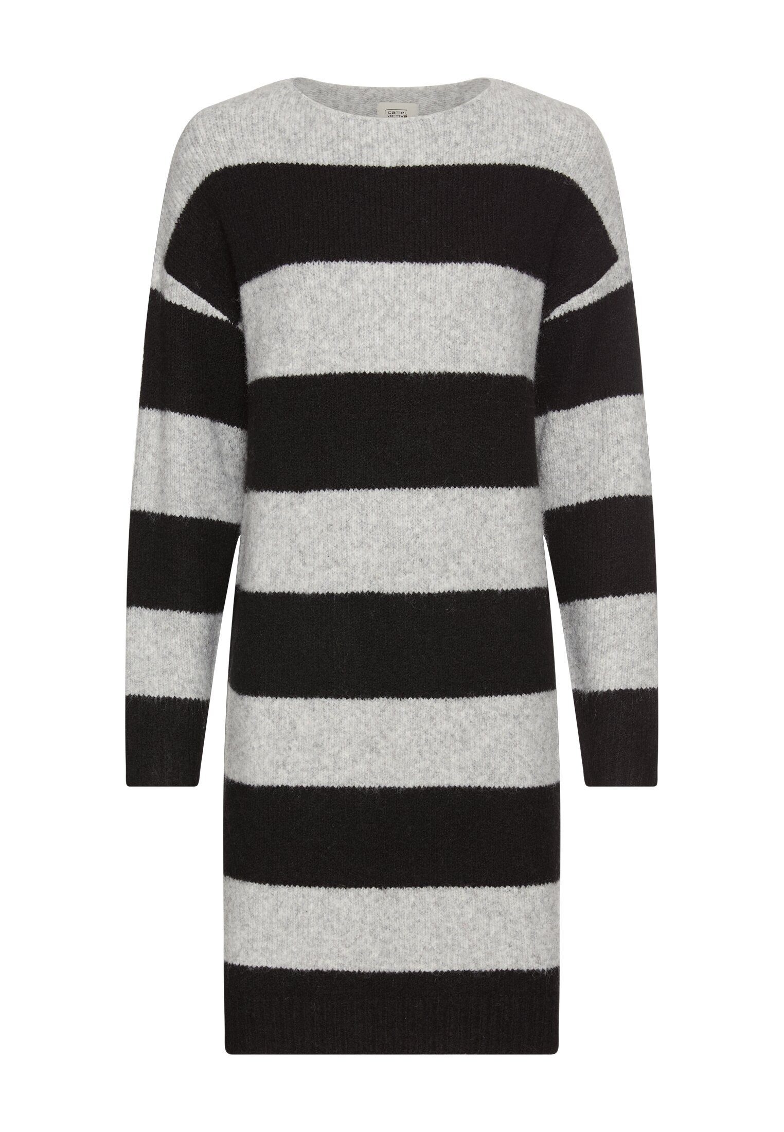 camel active Strickkleid aus recyceltem Material Langarm Rundhals