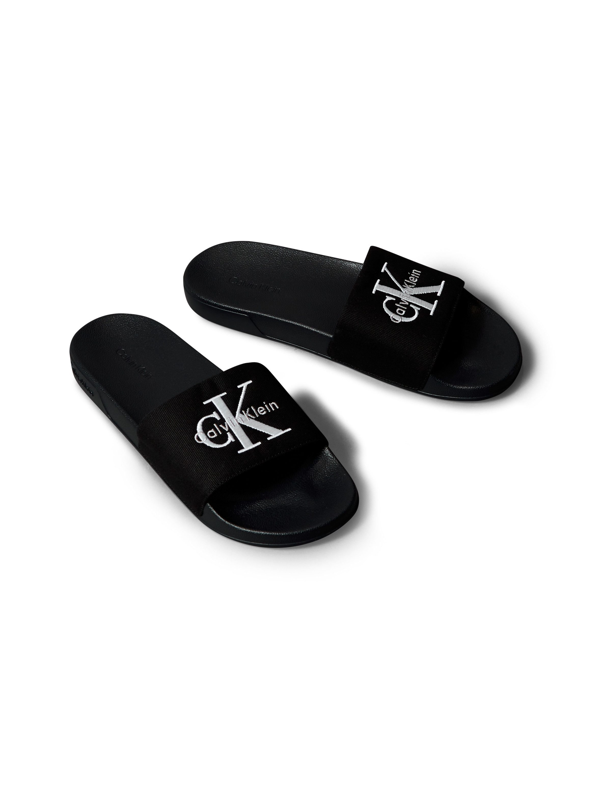 Calvin Klein Jeans ESS SLIDE CV Pantolette Badeschuh, Sommerschuh, Strandschuh, Poolslides mit Logoschriftzug