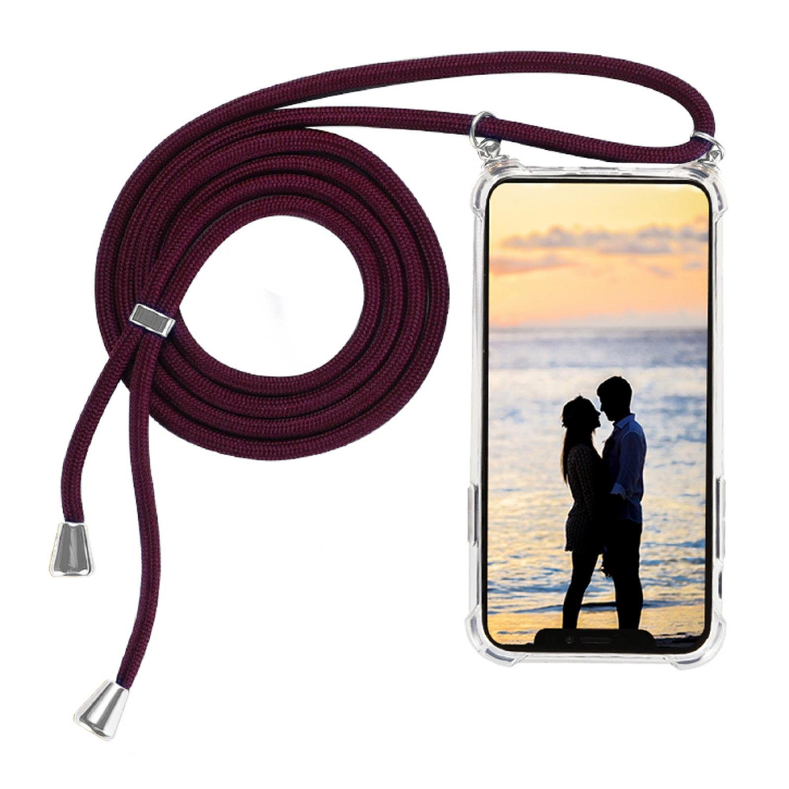 Numerva Handykette Necklace Case Schutzhülle Handyhülle für Samsung Galaxy A12, TPU Handyschutzhülle mit Seil zum umhängen