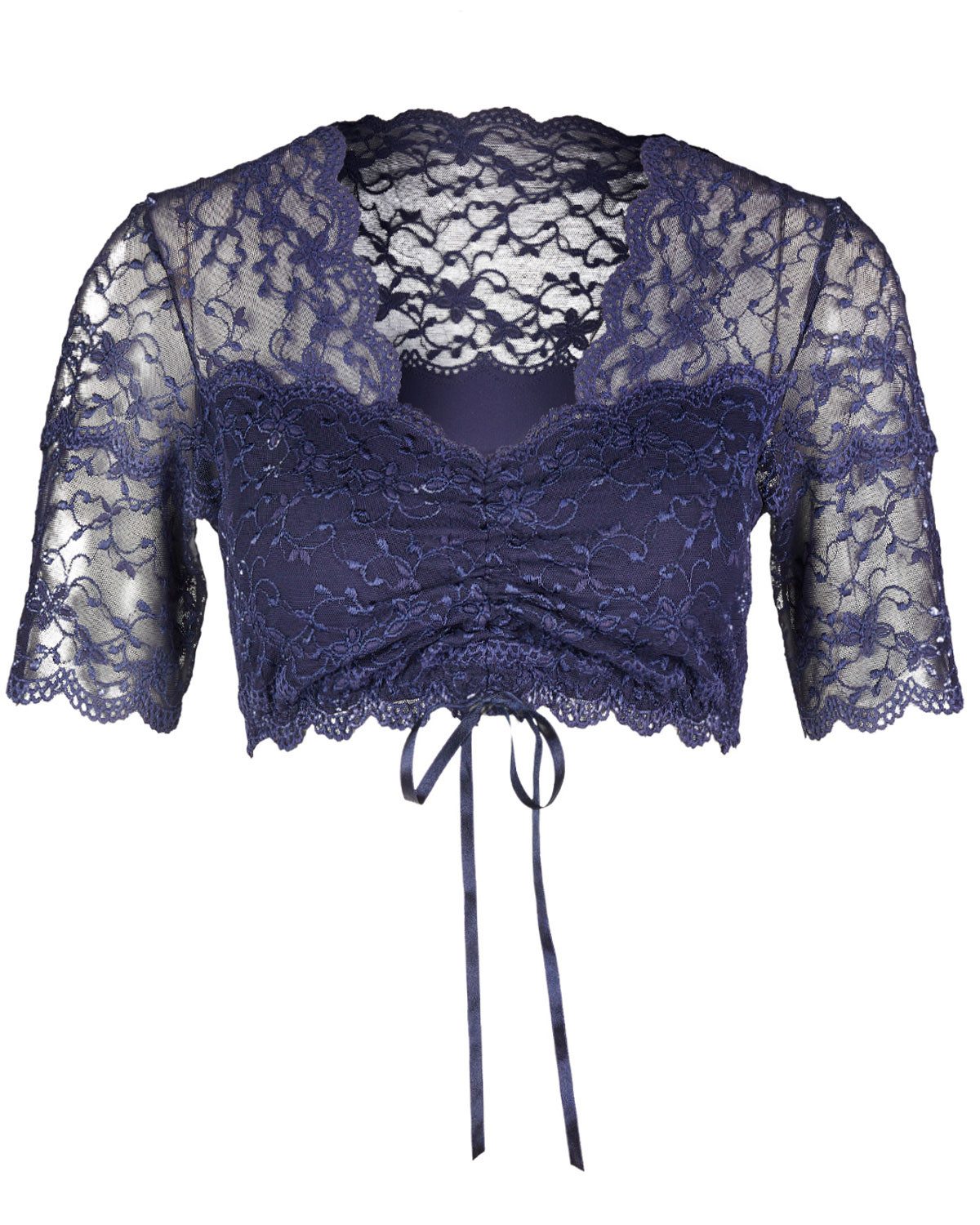 Dirndlbluse Spitzen 'Linnea' Halbarm 48463971, Nachtblau