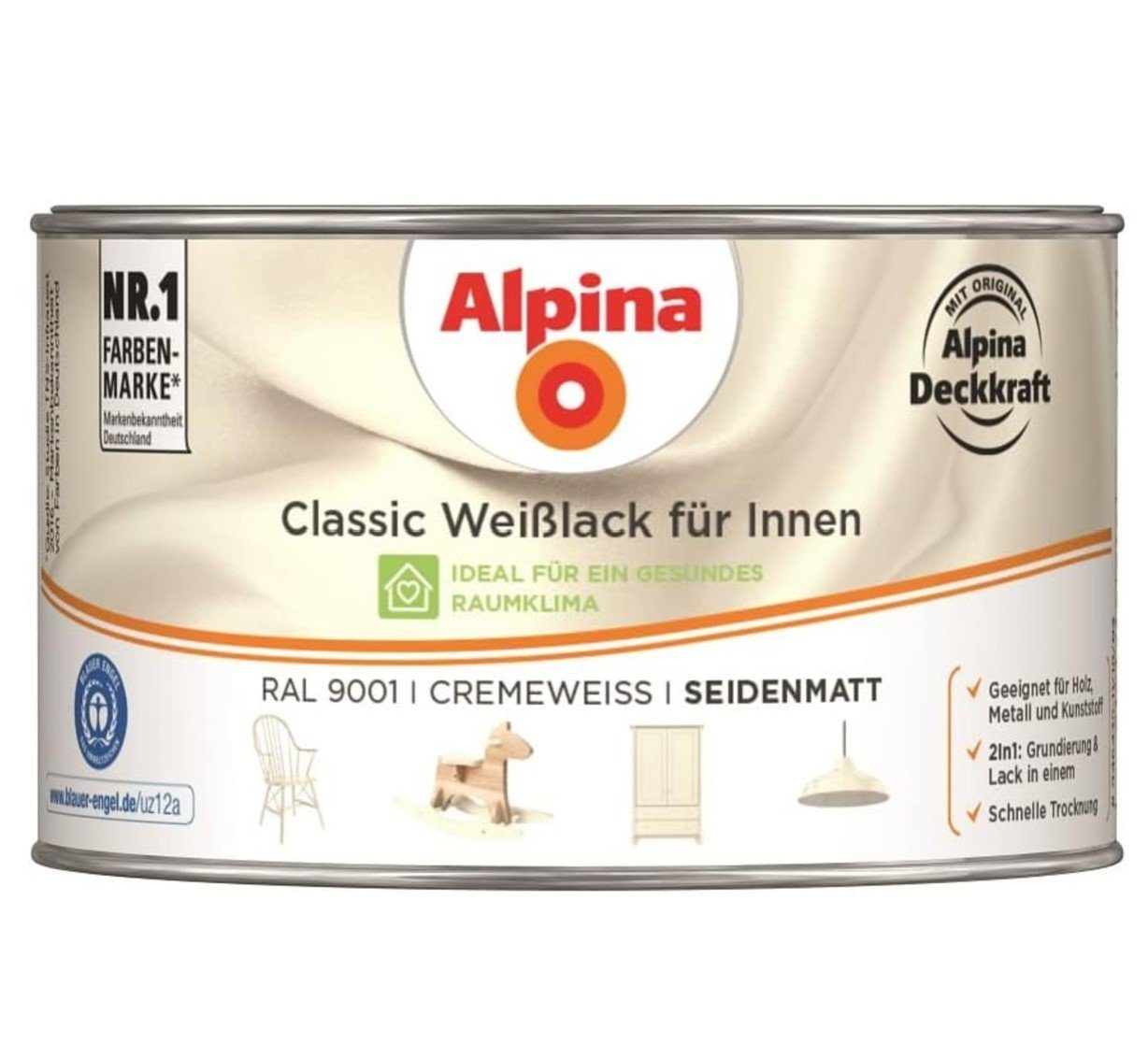 Alpina Weißlack ALPINA Classic Weißlack, für Innen, Cremeweiß, seidenmatt, 300ml