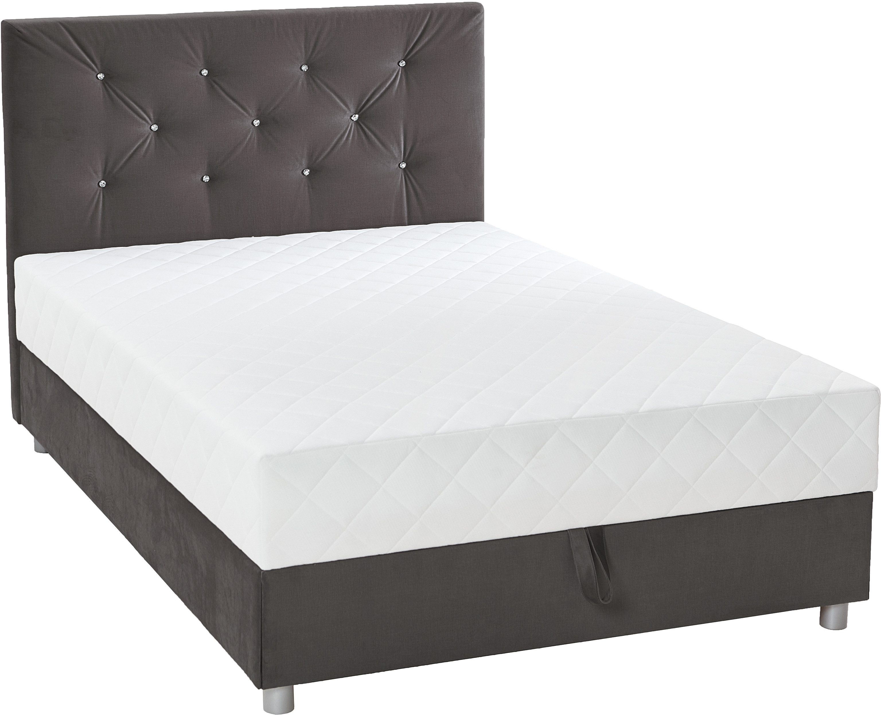 ATLANTIC home collection Boxbett CELIA im hochwertiger Samtoptik, mit Taschen-Federkernmatratze, Bettkasten und Strass-Steinen
