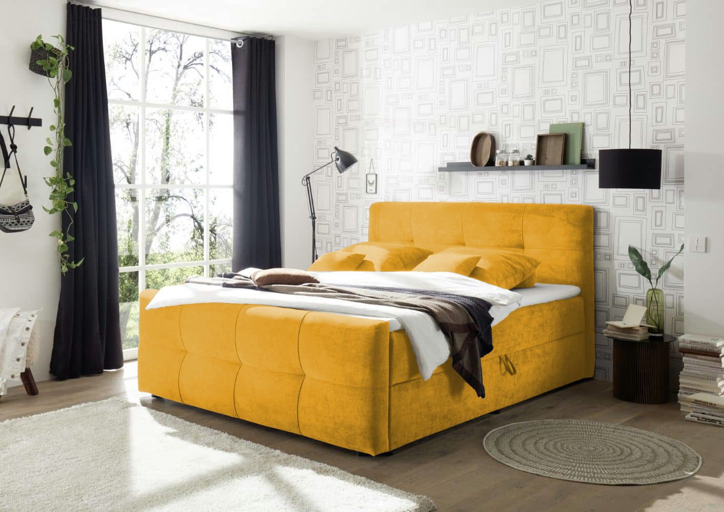 ED EXCITING DESIGN Boxbett Winnipeg 160/180x200 inkl. Topper & 9-Zonen-Tonnentaschenfederkern (Komplett-Bett, Matratze, Topper und Bettkasten), Mit HR-Topper (waschbar) & 9-Zonen-Tonnentaschenfederkernmatratze