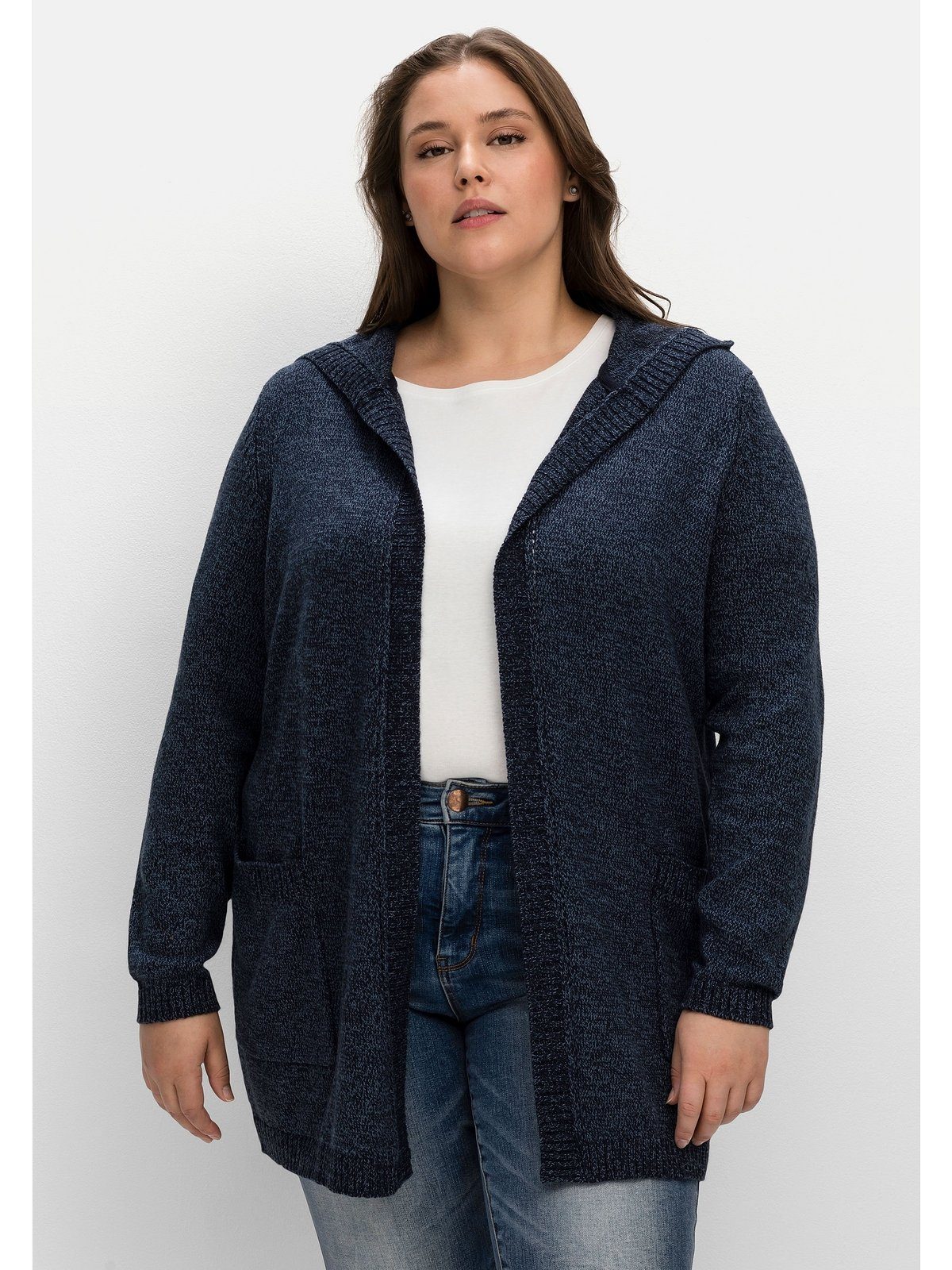 Sheego Ajourstrickmuster Cardigan Größen Große mit dezentem