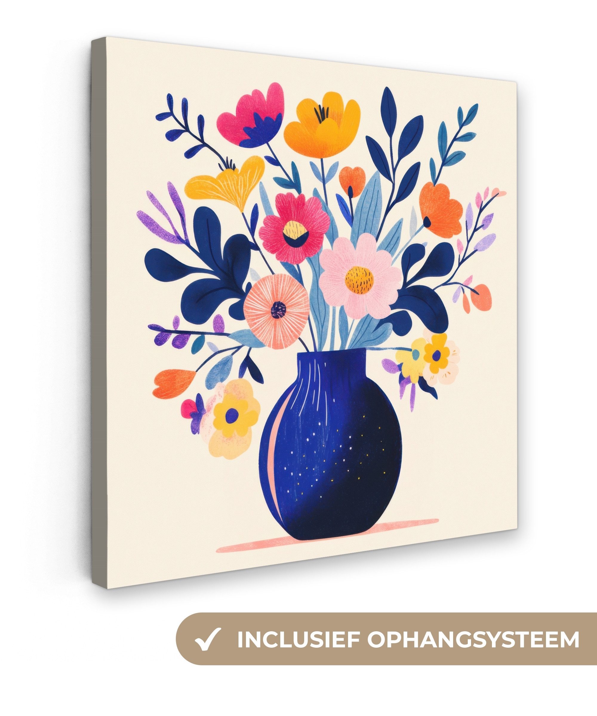 OneMillionCanvasses® Leinwandbild Vase - Blumen - Blumenstrauß, Fotodruck (1 St), Wandbild, Deko Schlafzimmer Wohnzimmer Flur 20x20 cm