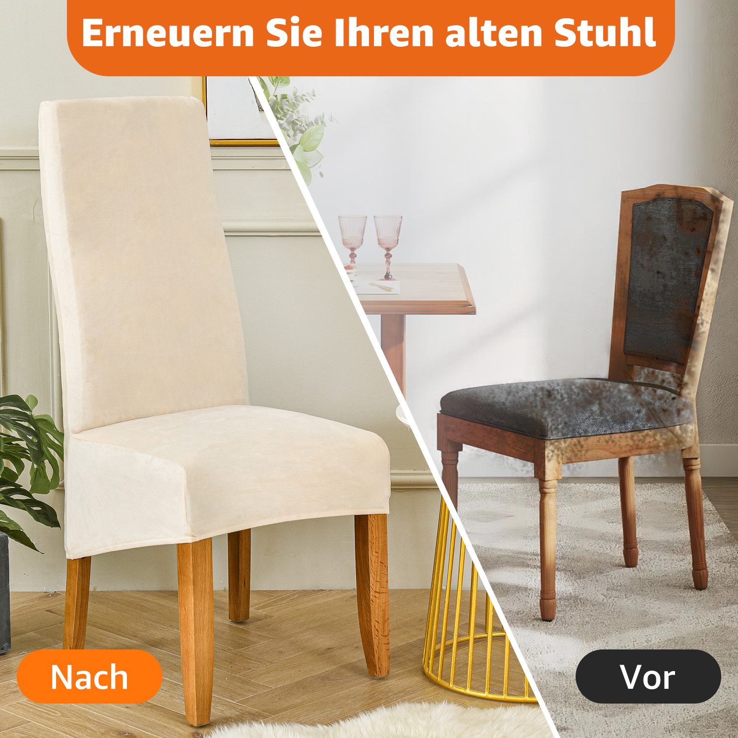 Simloveve Stuhlhusse Velvet Stretch Esszimmerstuhl Hussen günstig online kaufen