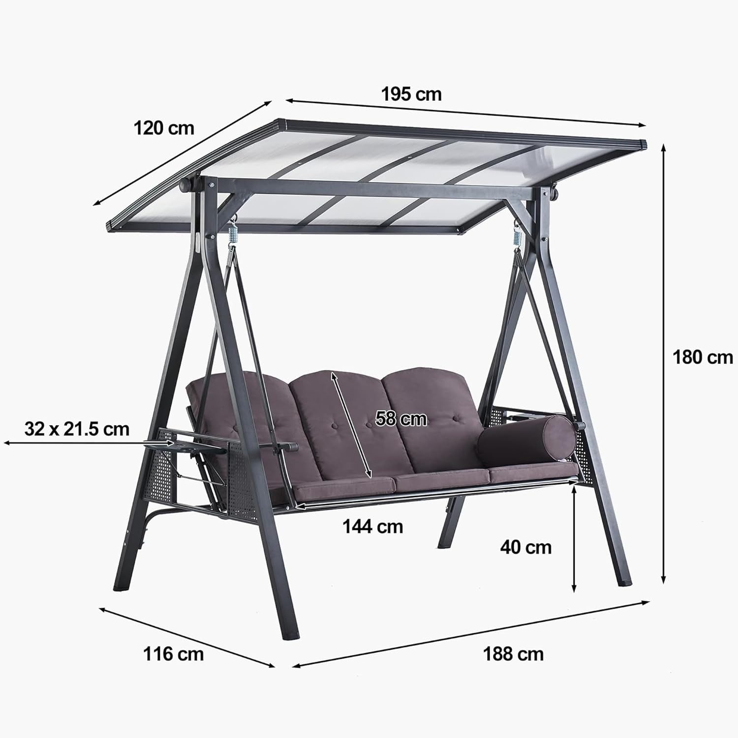 PURPLE LEAF Hollywoodschaukel Außenbereich 3-Sitzer Schaukelstuhl mit Wette günstig online kaufen