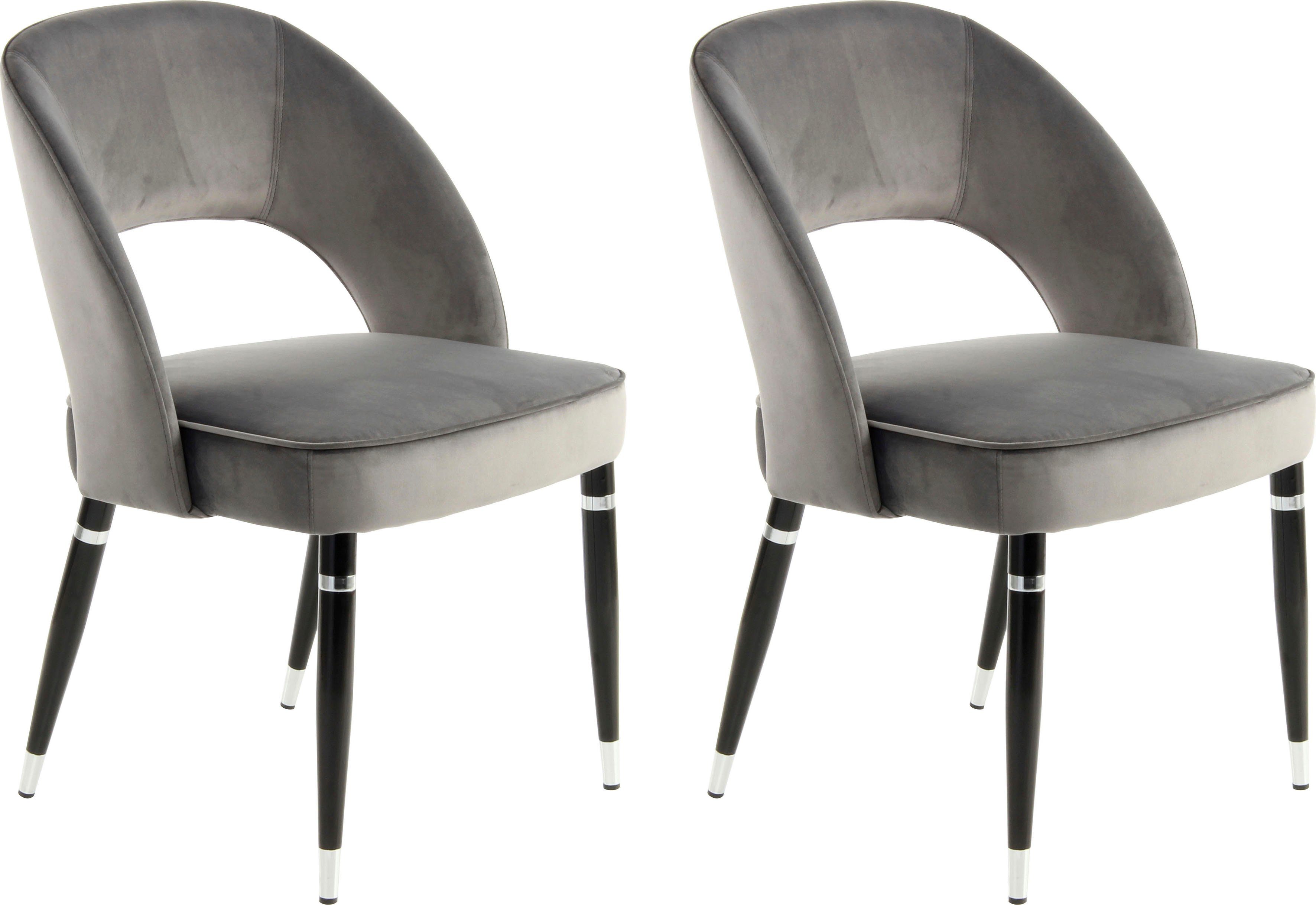 Kayoom Polsterstuhl Stuhl Courtney 525 (2 St), samtweicher Bezug, modern grau | schwarz/silber