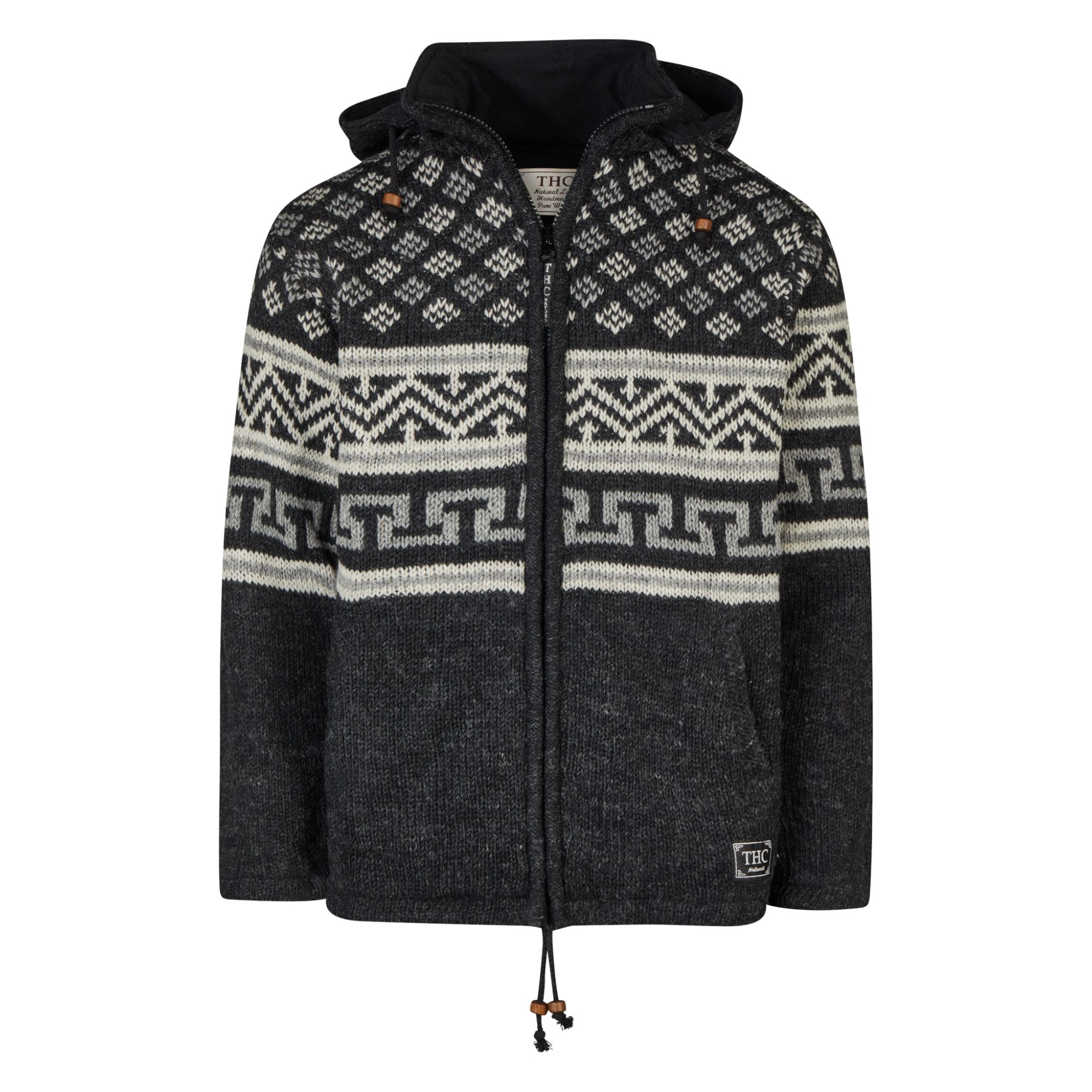 THC Natural Line THC Schafwollstrickjacke Baumwollfutter 852 (1 Stück, 1-tlg., 1 Stück) abnehmbare Kapuze