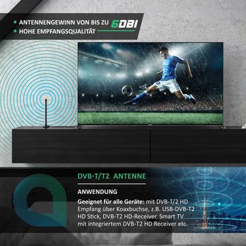 Aplic Stabantenne, DVB-T2 digitale Antenne mit Magnetfuß, 6 dBi, hohe Empfangsleistung