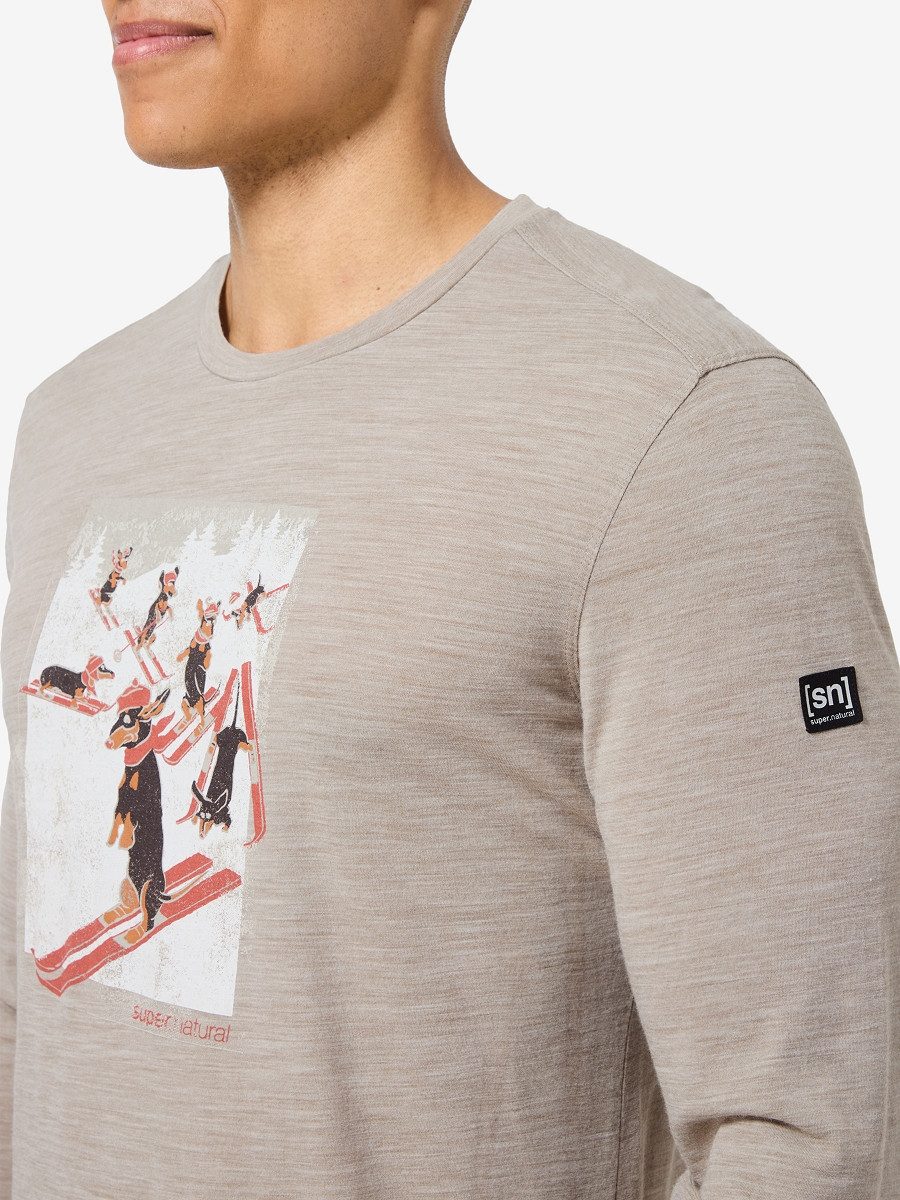 SUPER.NATURAL Langarmshirt für Herren, Merino M DACHSHUND PARTY LS mit Ski- günstig online kaufen