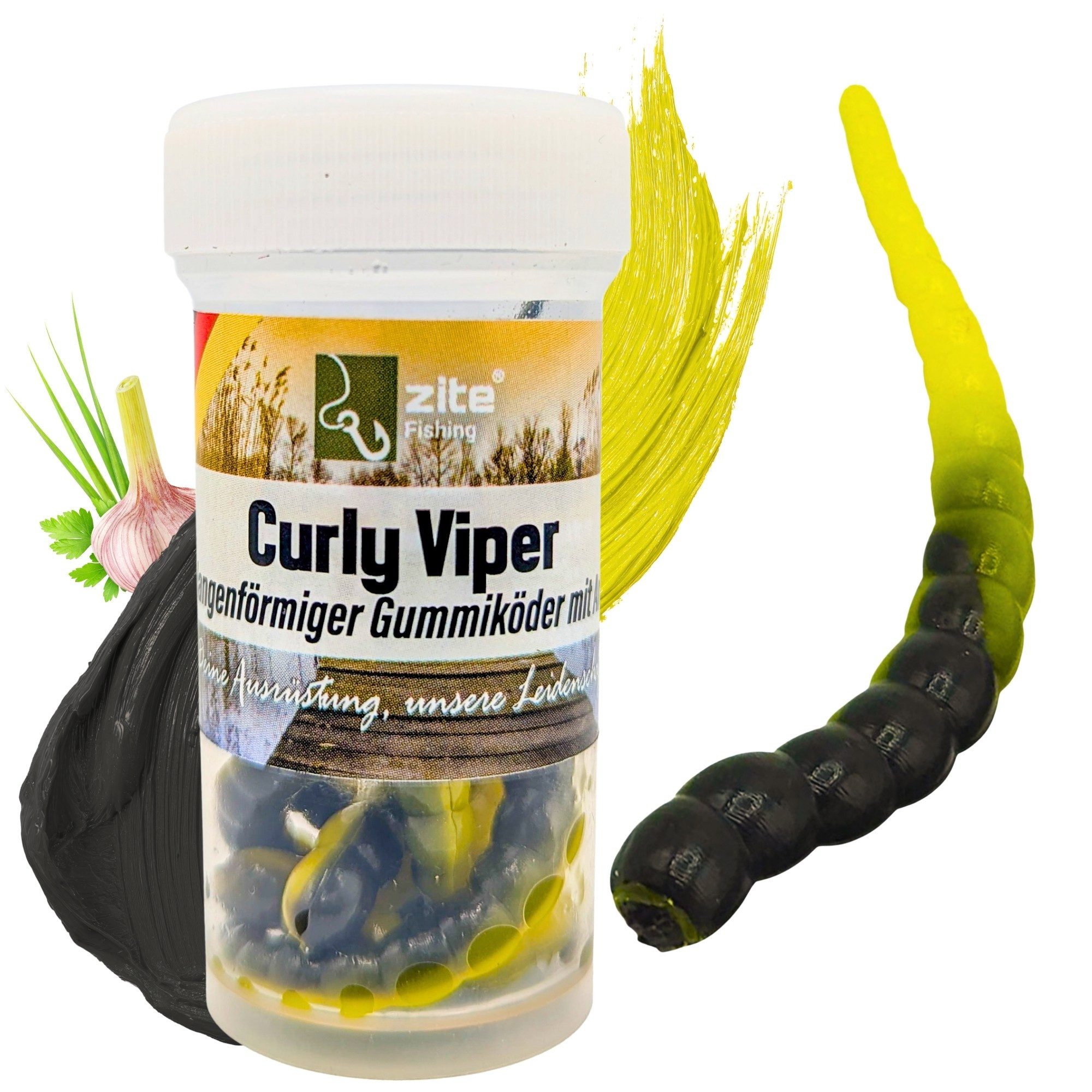 Zite Kunstköder Curly Viper Allround, Schock, Natur Mix 6,5cm Gummiköder Forelle 8 St.