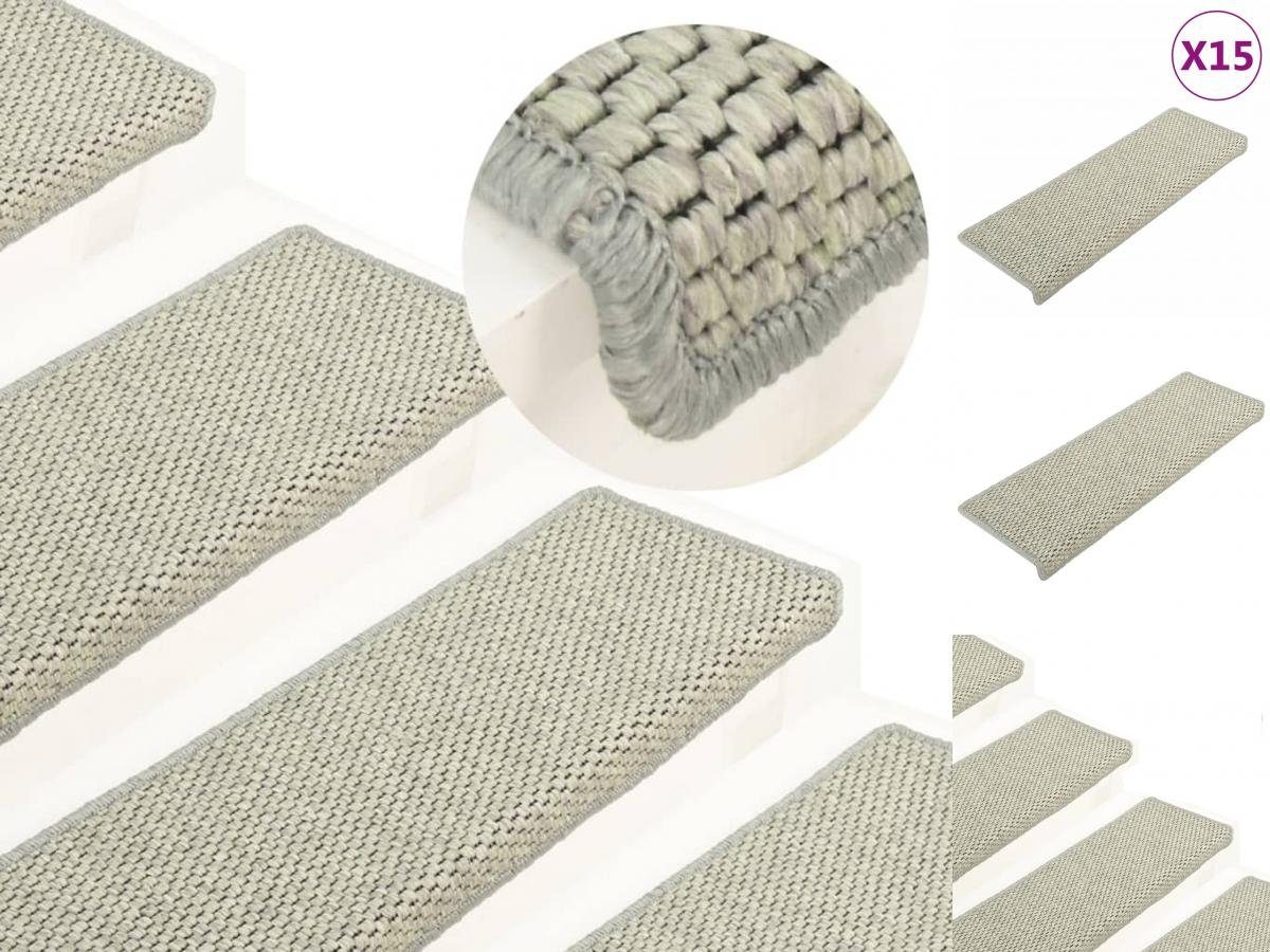 Teppich Treppenmatten Selbstklebend Sisal-Optik 15 Stk 65x25 cm Grau Teppich, vidaXL, Höhe: 25 mm