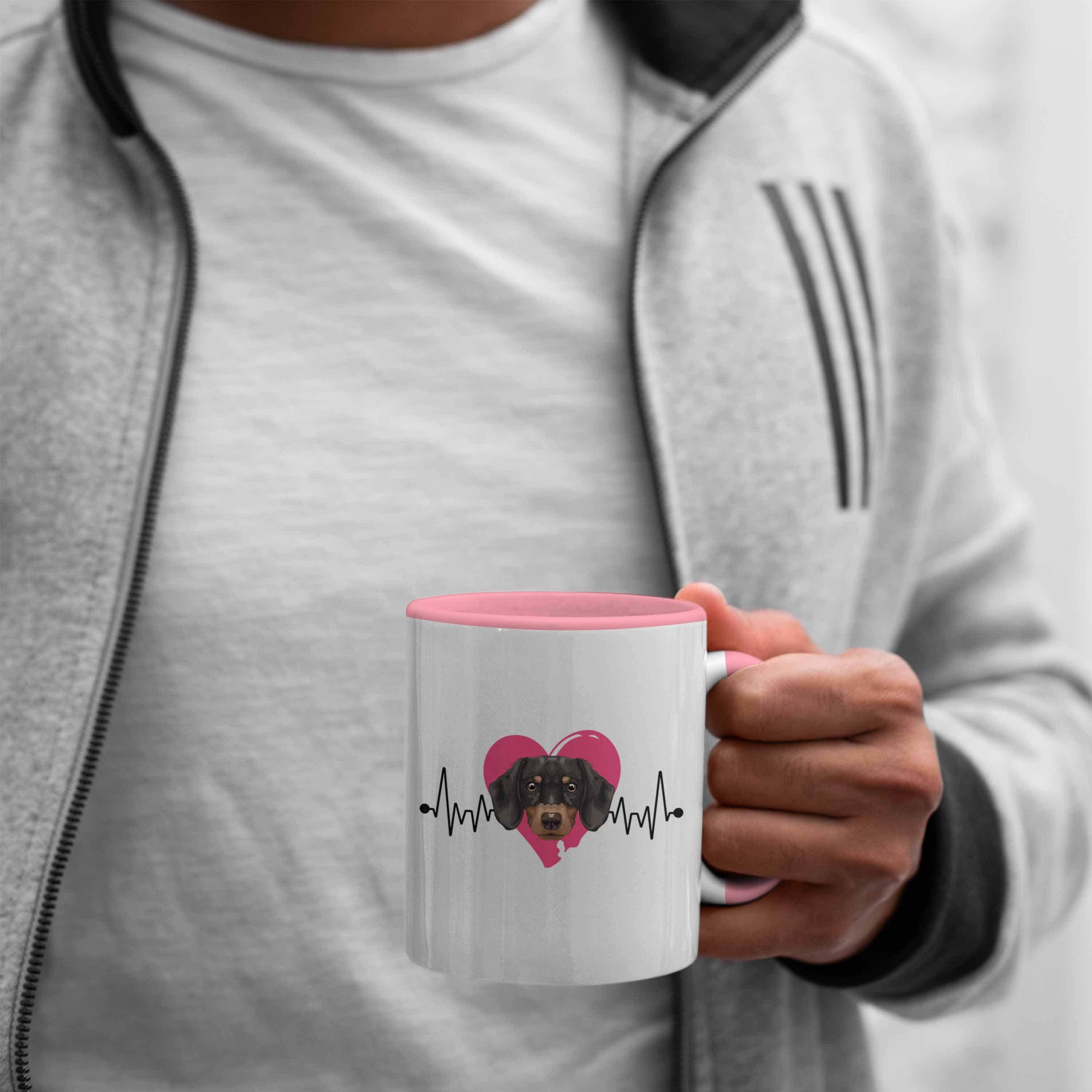 Herzschlag Tasse Dackel Trendation Besitzer Rosa Spruch Lustiger Geschenk Tasse Geschenkidee