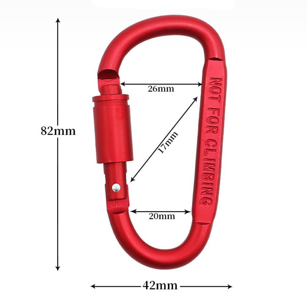 Rot Karabiner Dsen D-Ring-Schnallen-Karabiner,Aluminium-Karabiner-Clipschloss,D-Karabiner