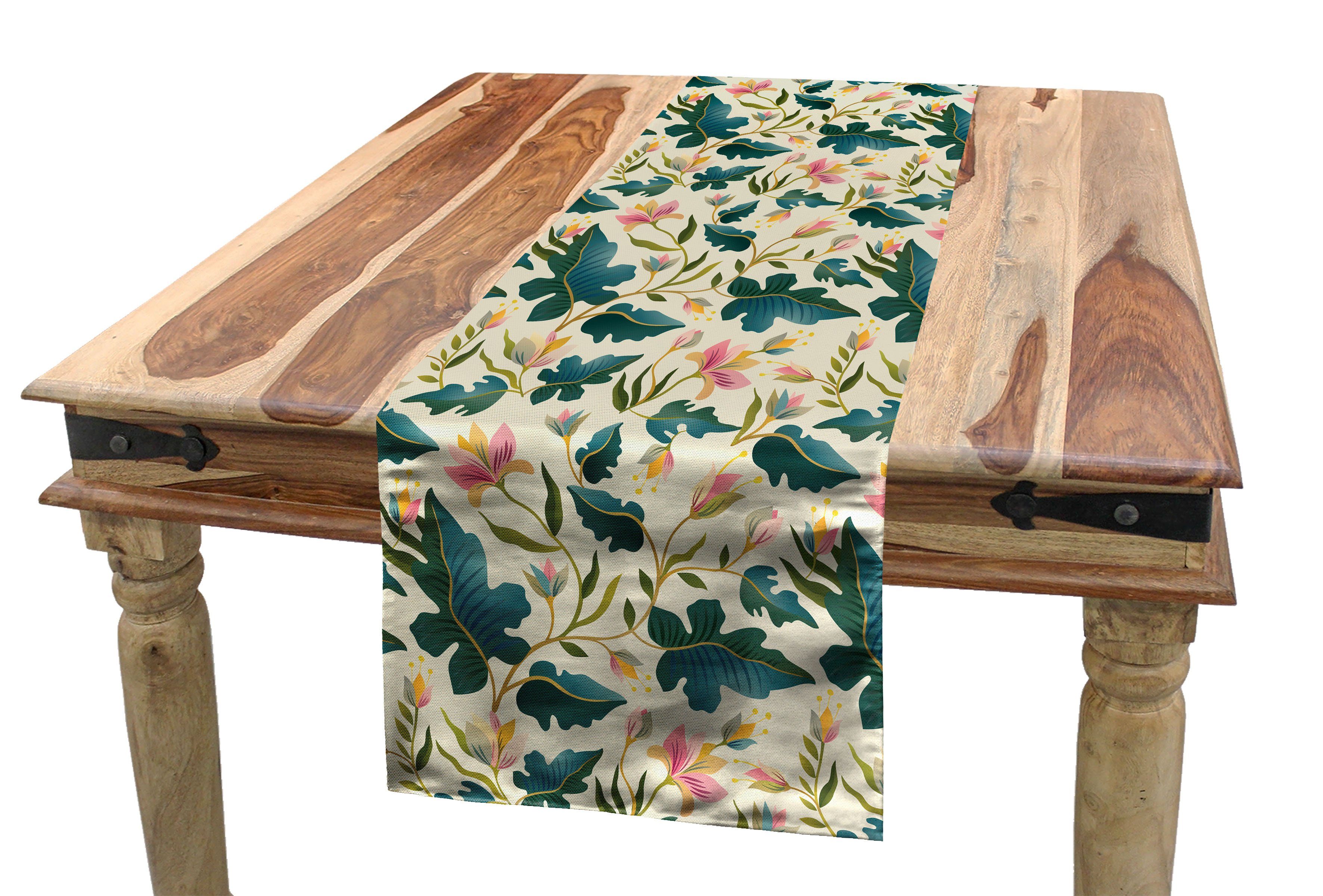 Abakuhaus Tischläufer Esszimmer Küche Rechteckiger Dekorativer Tischläufer, Blumen tropische Blätter