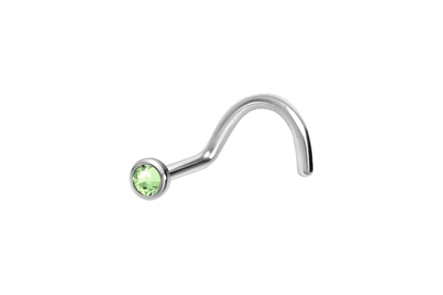 PIERCINGLINE Nasenpiercing Titan Nasenstecker Spirale FLACHE KRISTALLDISC (Nasenstecker, 1-tlg)