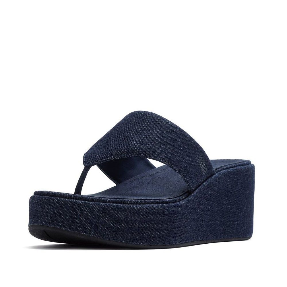 Fitflop Platfforms Denim Wedge Toe-Post Sandals Sandale