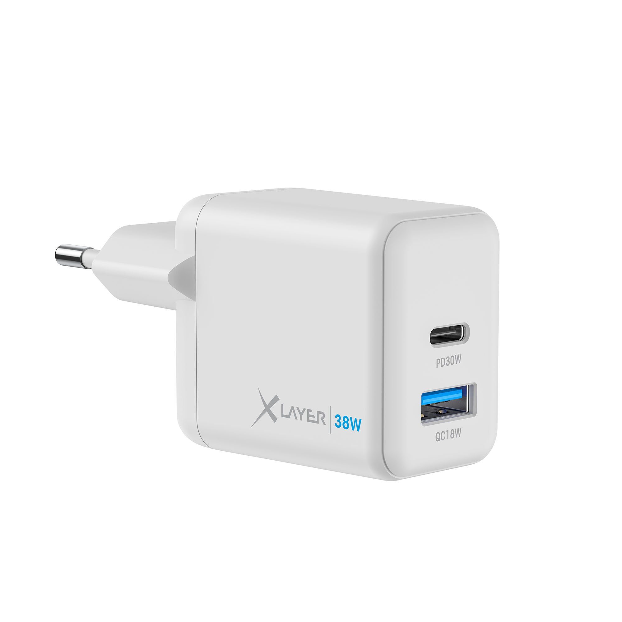 XLAYER Powercharger 38W USB-C PD Dual Schnellladegerät Schnellladen Smartphone-Ladegerät