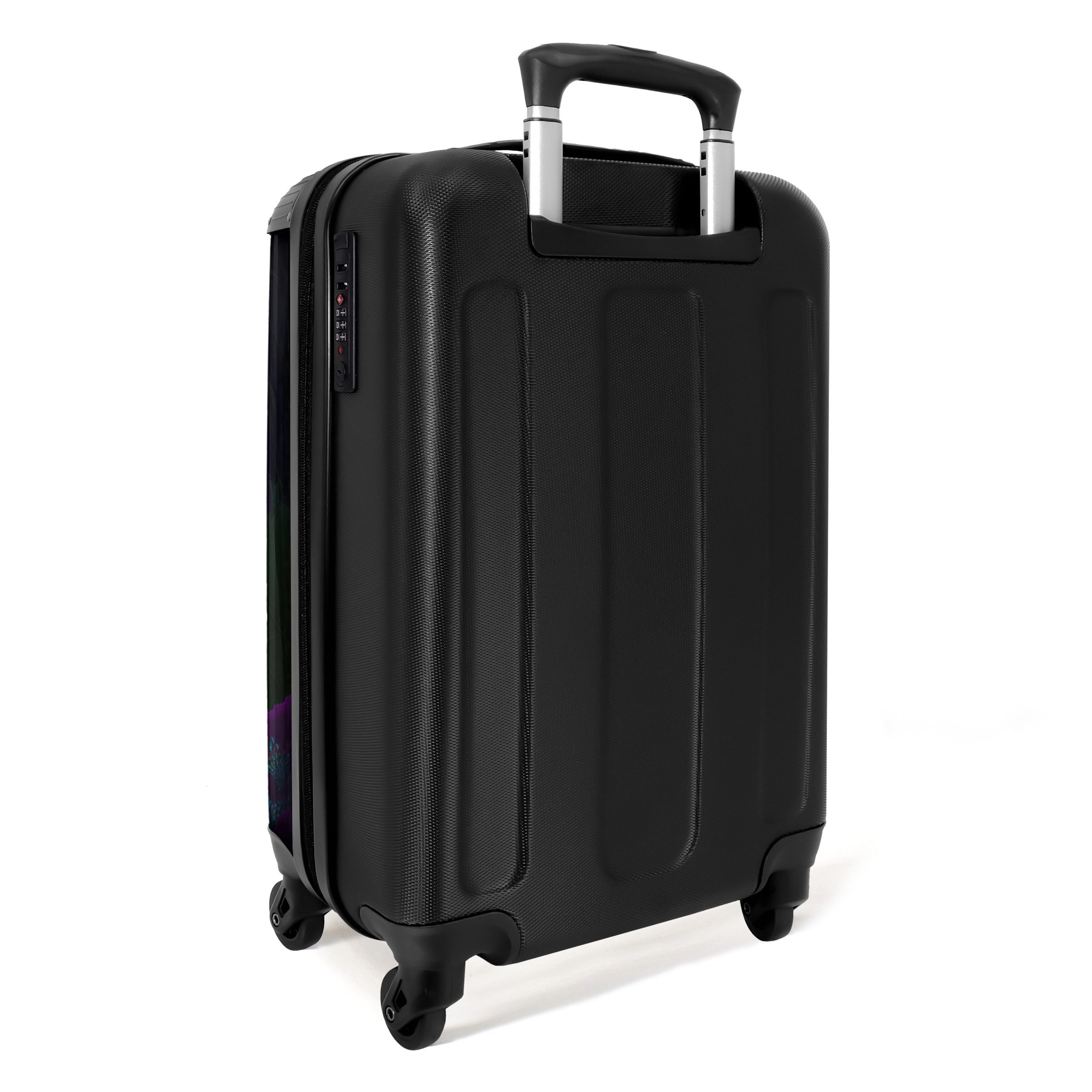 NoBoringSuitcases.com© Hartschalen-Trolley Pfau - Blumen - Dschungel - Regenbogen - Federn 55x35x20cm, 4 Rollen, Reisetasche mit Rollen, Koffer Handgepäck Flugzeug