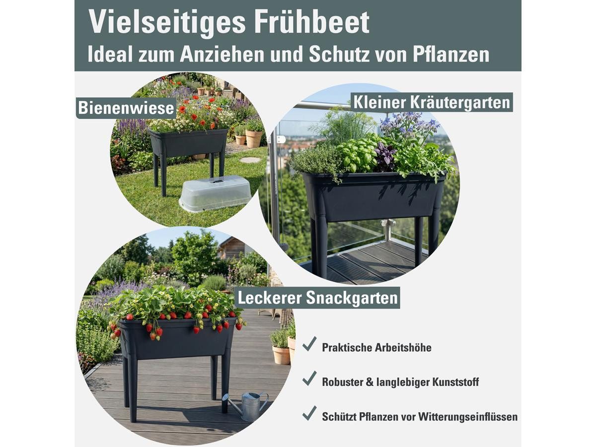 Prosperplast Hochbeet Bloomo (78 x 38 x 82 cm, inkl. Beine und Deckel), Pflanzbeet Gemüsebeet für Garten & Terrasse