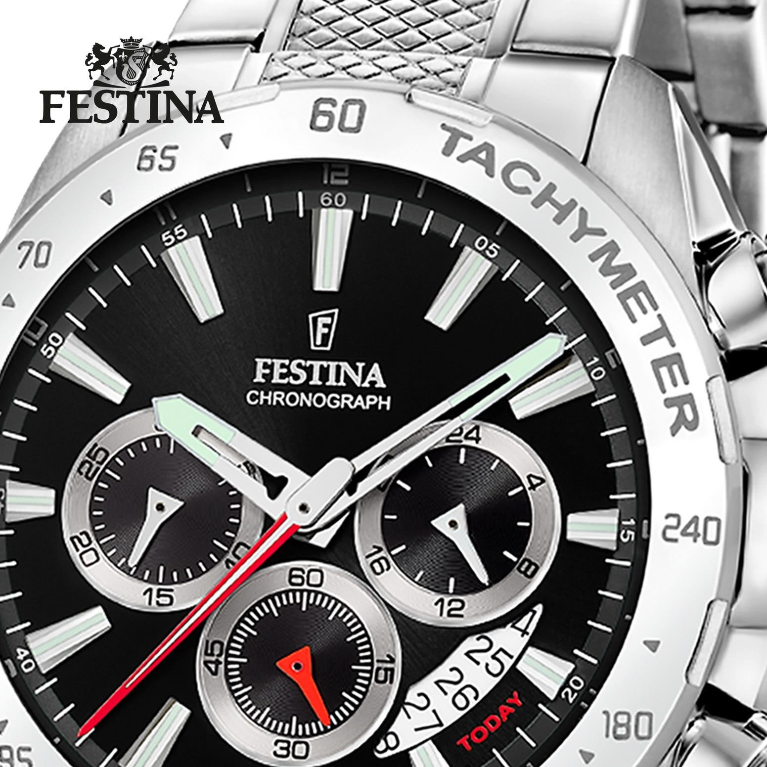 Festina Quarzuhr Festina Herrenuhr Edelstahl silber, (Chronograph), Herren Armbanduhr rund, Edelstahlarmband silber, Elegant