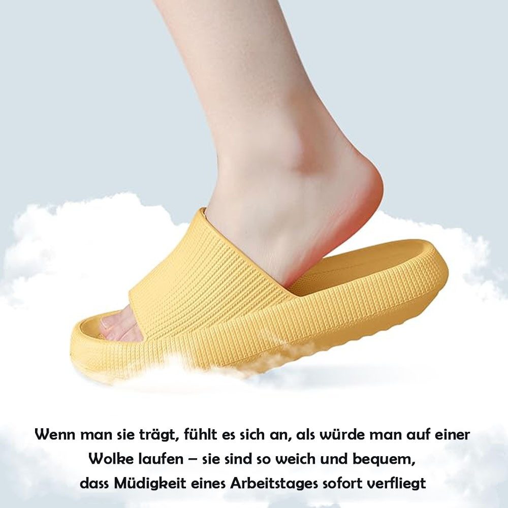 HoyoLee Hausschuhe EVA Superweich Rutschfest Badeschuhe Schlappen Damen Gelb Hüttenschuhe Badeschuhe Herren Damen Slipper Schlappen Wolke rutschfeste Flip Flops
