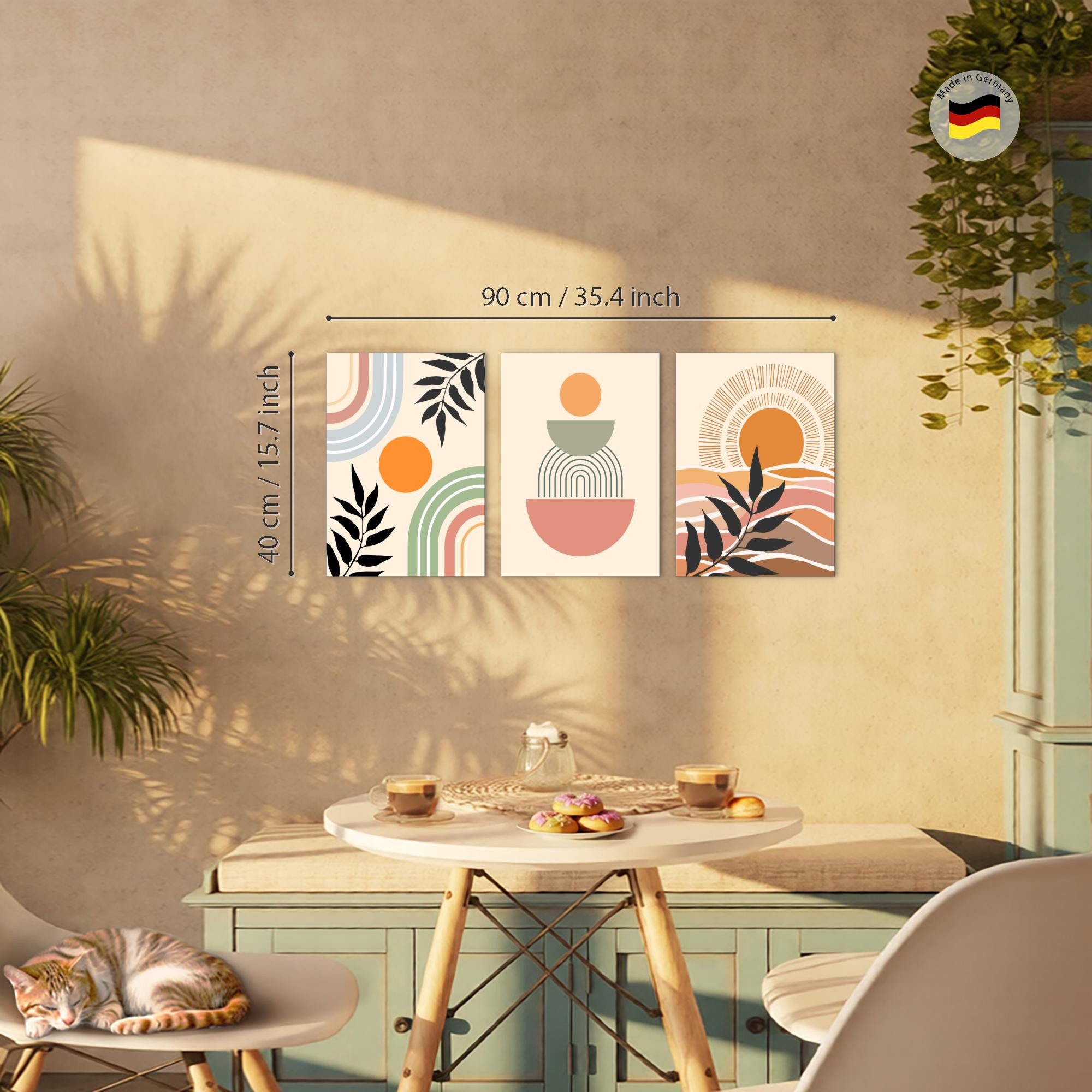 Novart Wandbild Modern Abstrakt Boho Style Figuren Deko Bohemian Aesthetic Bilder, 3 Bilder 30x40 cm