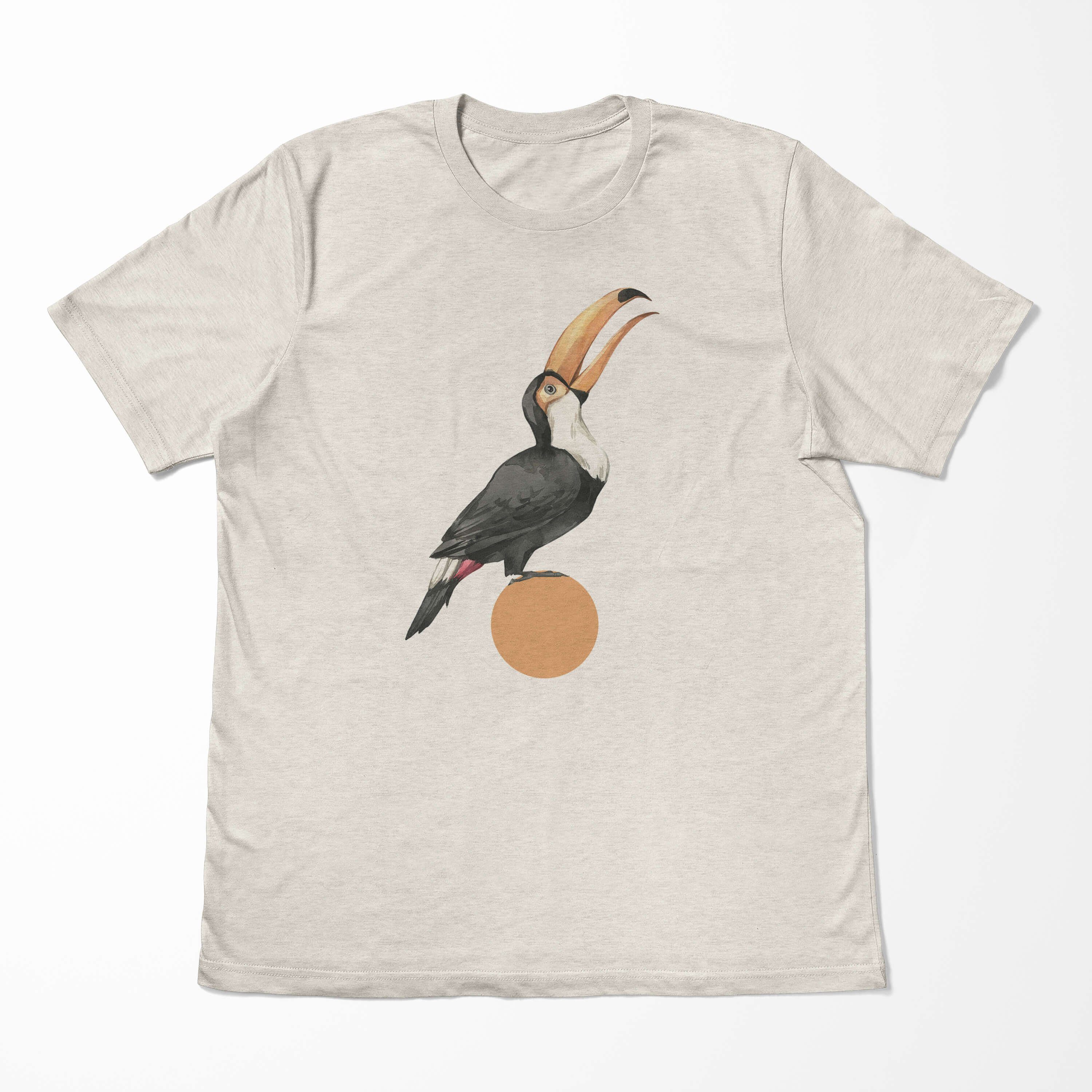 Sinus Art T-Shirt Herren Shirt Organic T-Shirt Aquarell Motiv Tukan Vogel Bio-Baumwolle Ökomode Nachhaltig Farbe (1-tlg)