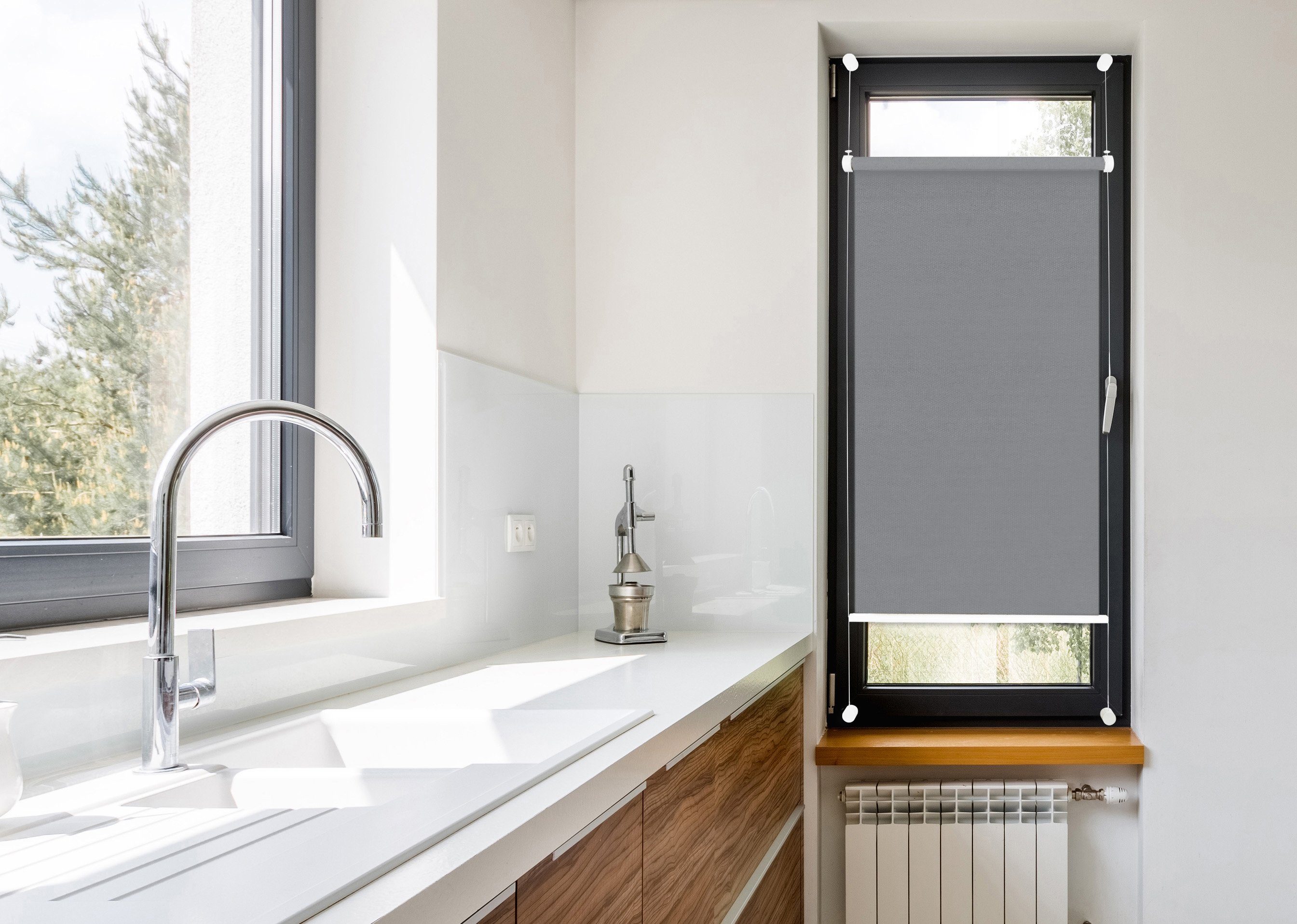 Seitenzugrollo Rollo verspannt Klemmfix ohne Bohren, ondeco, Lichtschutz, ohne Bohren, verspannt, Klemmfix, im Fixmaß