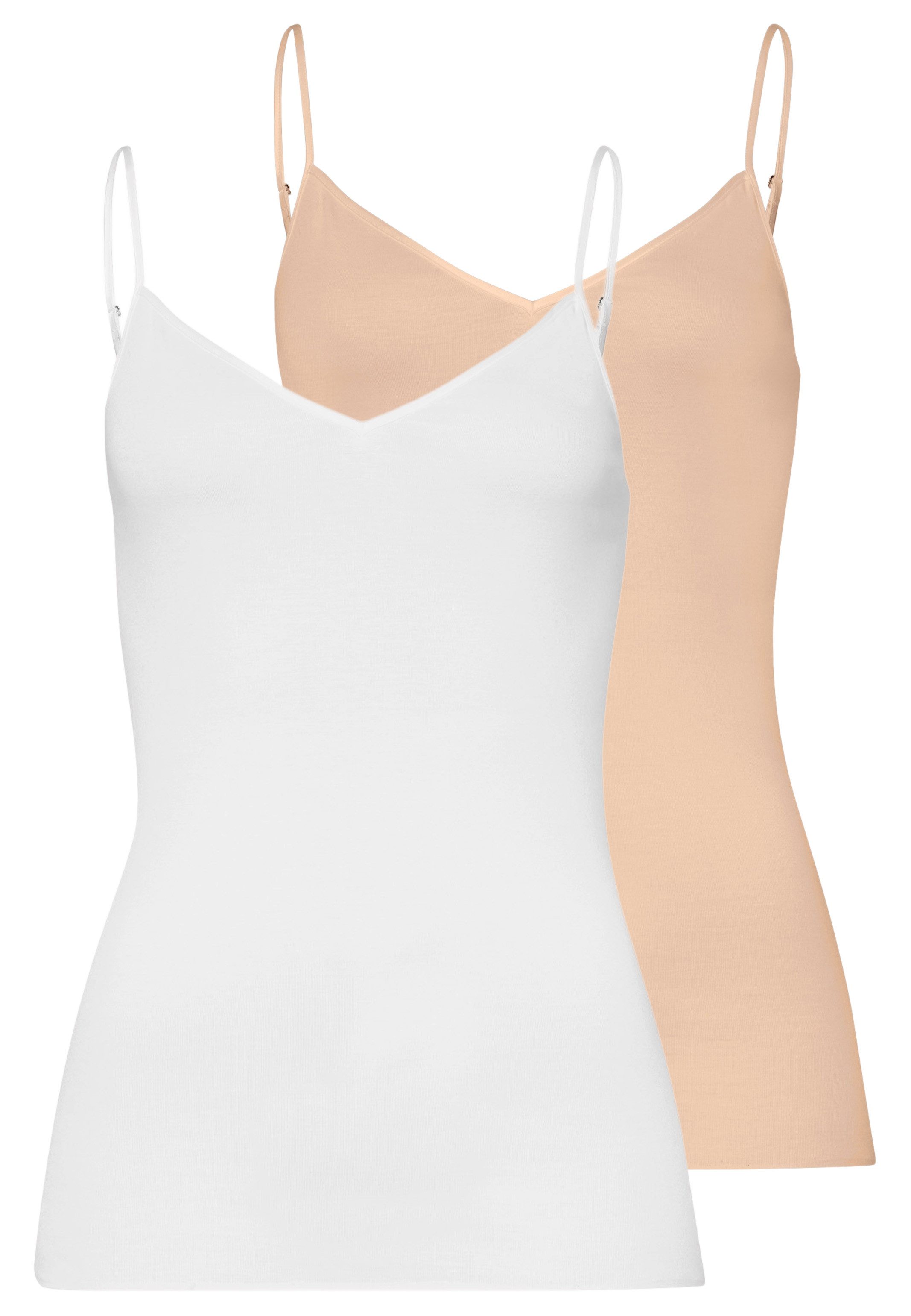 Hanro Unterhemd 2er Pack Cotton Seamless (Spar-Set, 2-St) Spaghetti Top - Baumwolle - Nahtlos - Angenehm auf der Haut