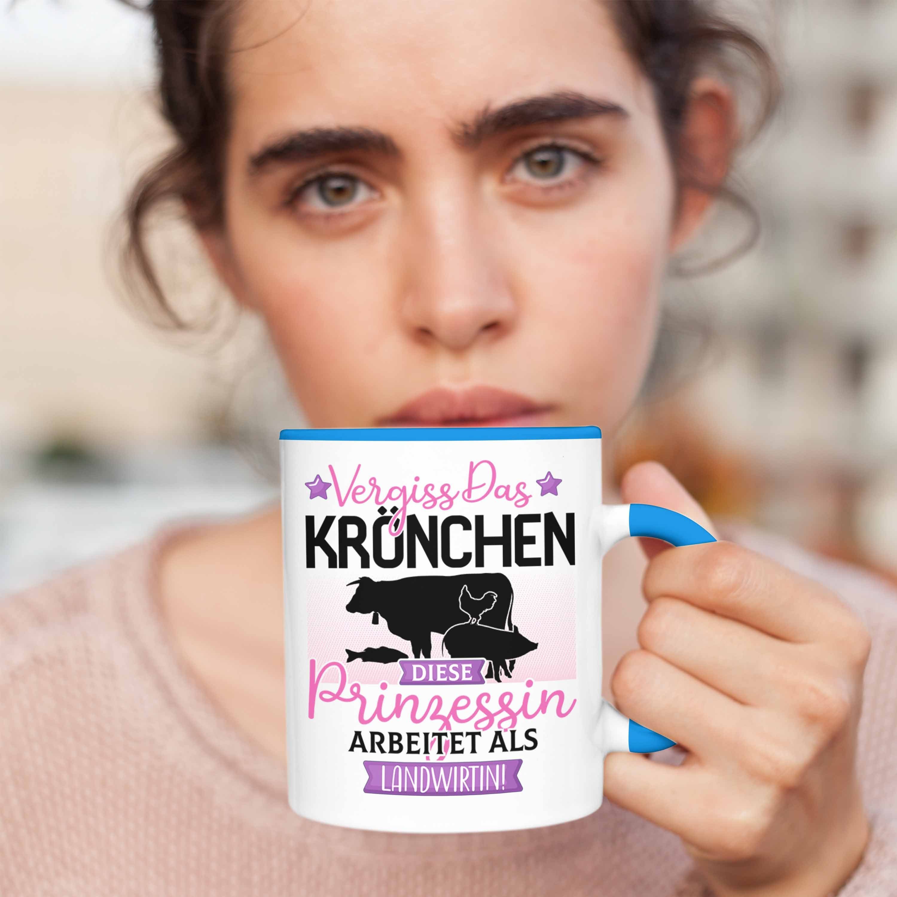 Das Spruch Trendation Tasse Vergiss Landwirtin Frauen Geschenk Diese Prin Blau Tasse Kröchen