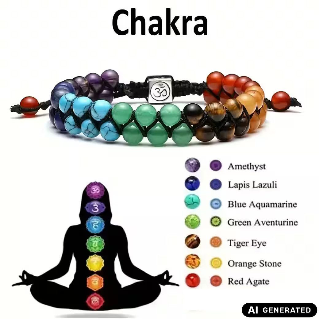 Ware aus aller Welt Perlenarmband Chakra Armband aus Naturstein – Verstellbar – Für Meditation & Yoga (1-tlg)