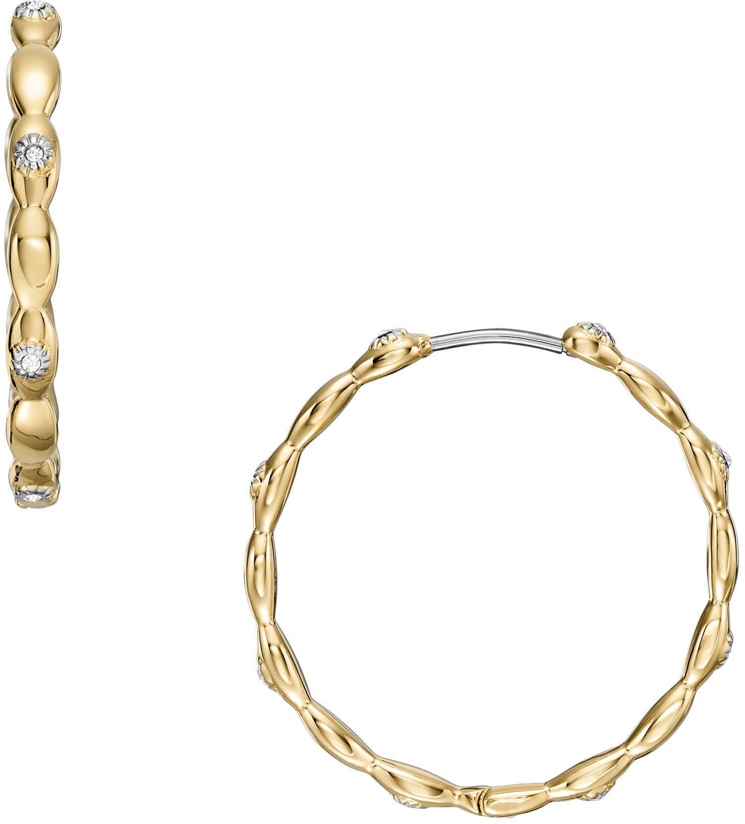 Fossil Paar Creolen Schmuck Edelstahl Ohrringe Sutton, JF04816710, mit Glasstein