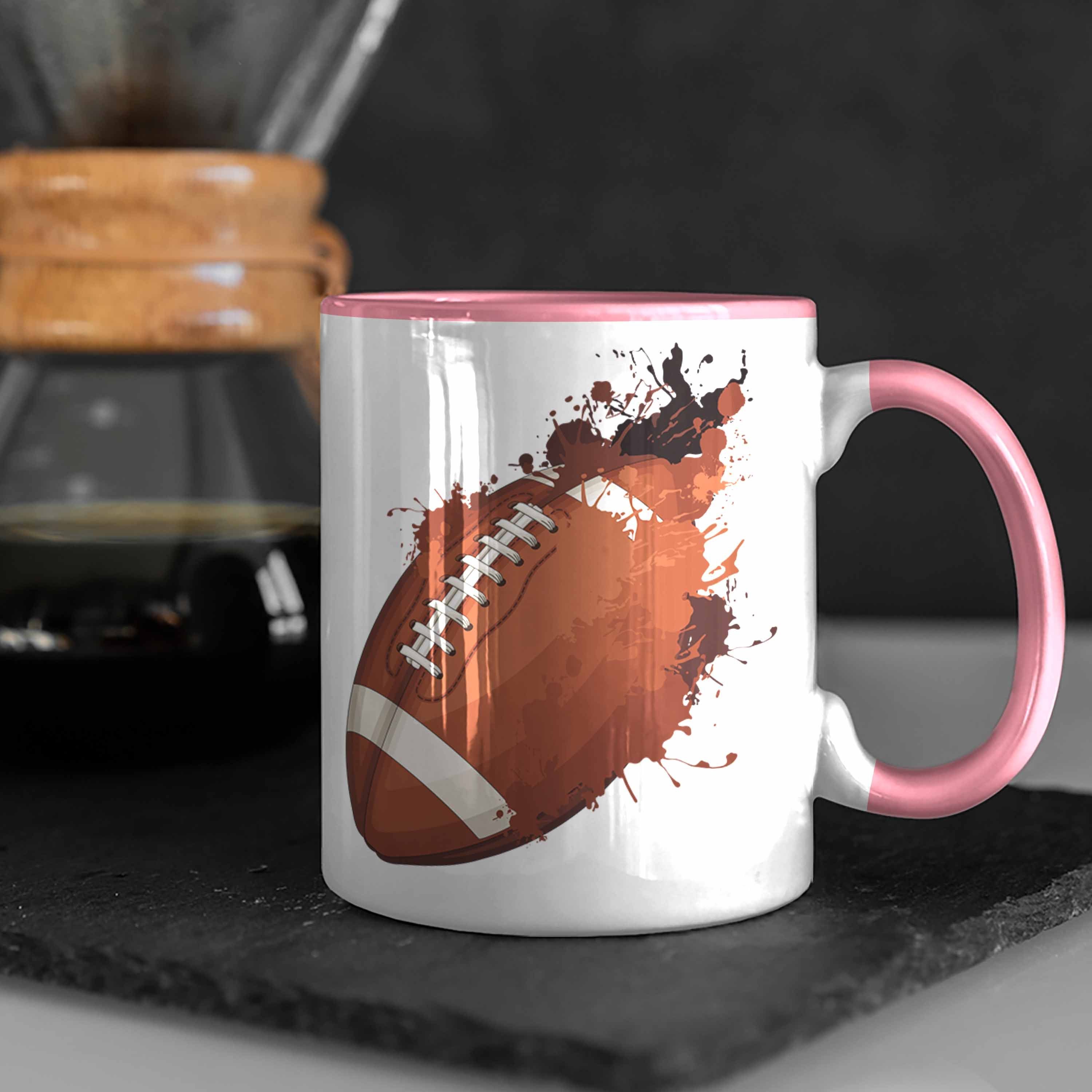 Tasse Football-Spieler Geschenk Football Trendation American Grafik Tasse Geschenkidee Rosa