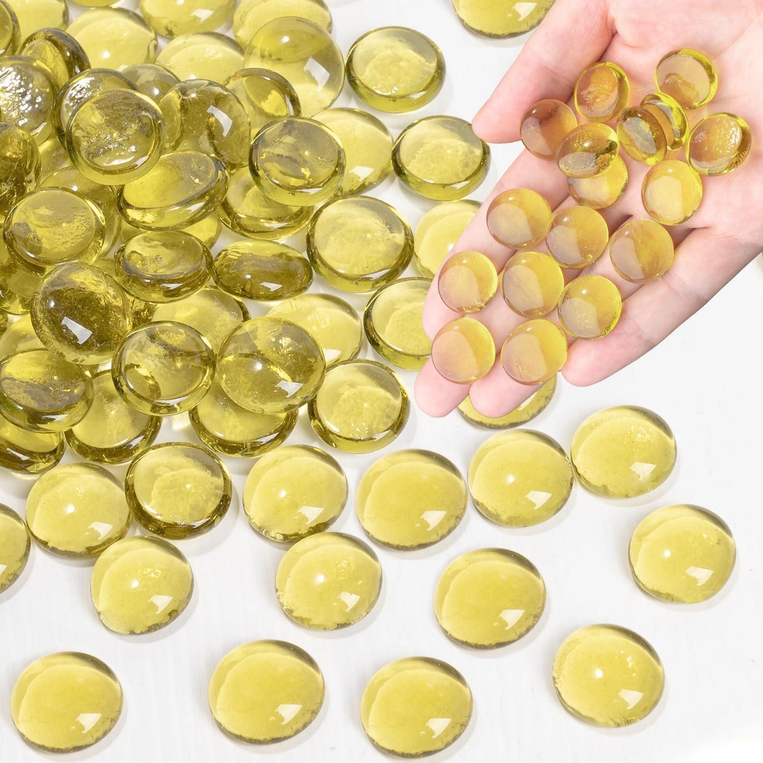 LuxusKollektion Kieselsteine Glassteine Gelb 13-20mm 440g