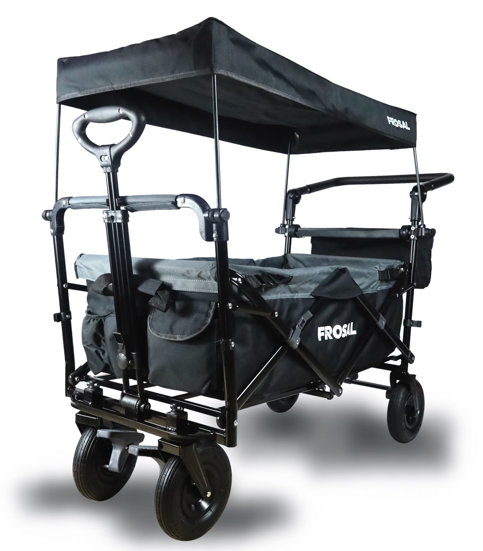 Frosal Bollerwagen Loki schwarz/grau mit Luftreifen faltbar, faltbar grau/schwarz