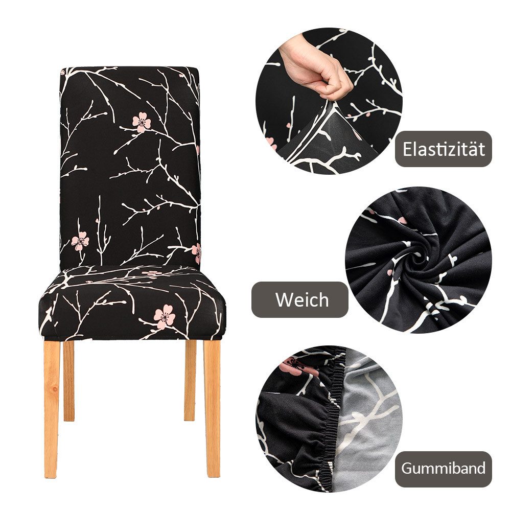 Vivi Idee Stuhlbezug Stuhlhussen 4/6er Set Spannbezug für Esszimmerstühle Schwingstuhl, Elastische Waschbar Hochzeit Büro Partys Deko