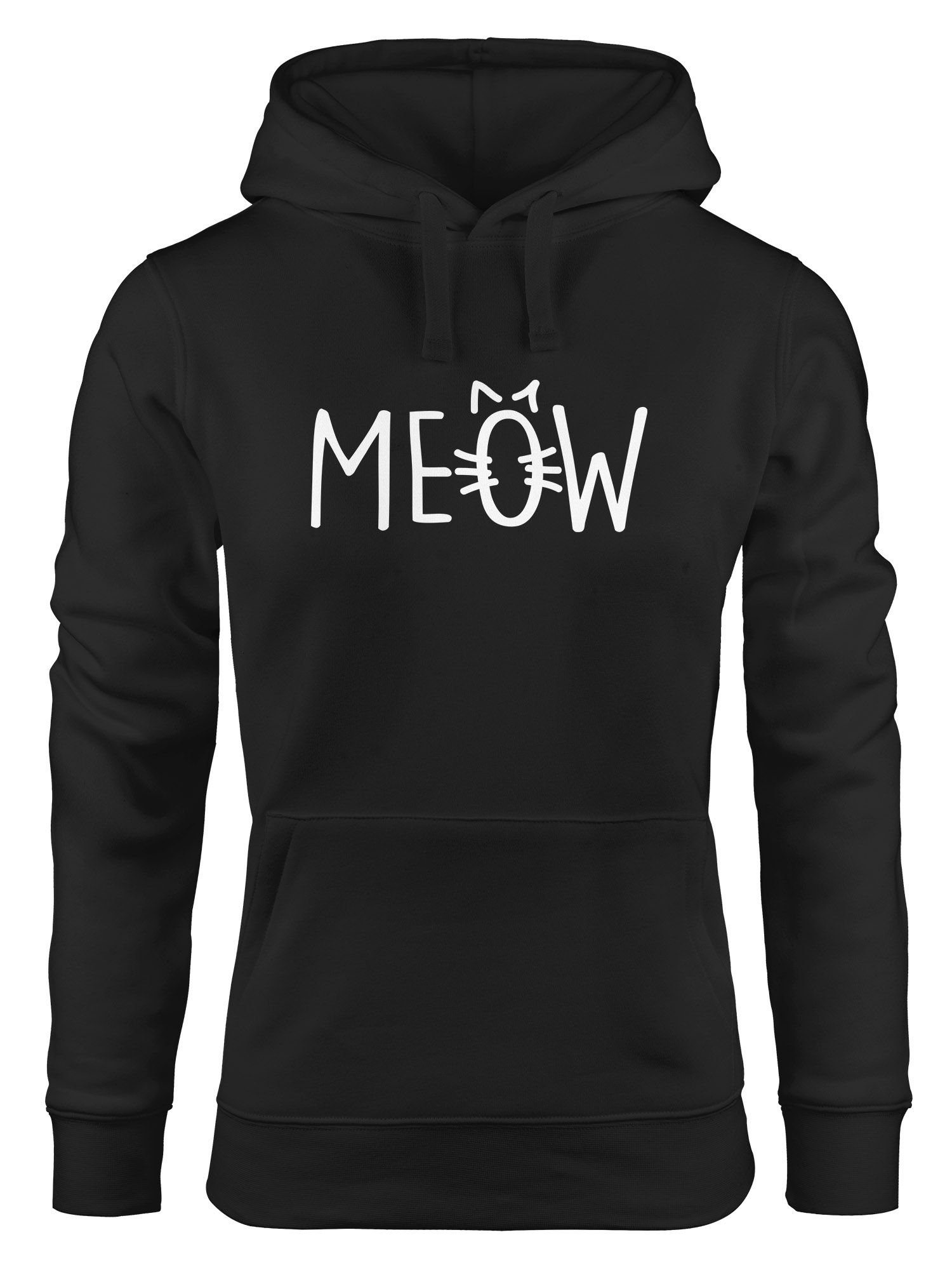 MoonWorks Hoodie Hoodie Damen Katze Meow Miau Cat Sweatshirt Kapuze Kapuzenpullover
