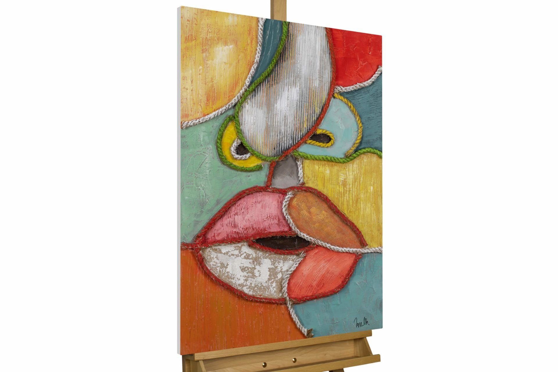 100% Blow Wandbild Kiss Leinwandbild Gemälde 60x90 a Wohnzimmer cm, me HANDGEMALT KUNSTLOFT