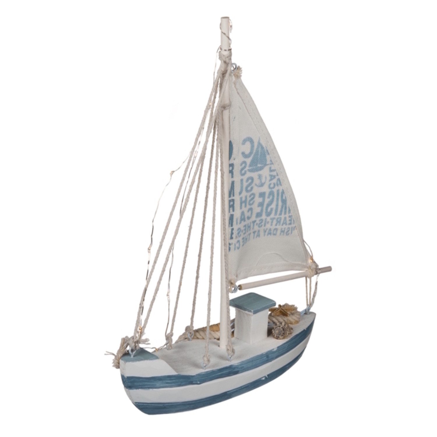 Out of the Blue Dekofigur Holz-Segelschiff Dekoartikel mit LED