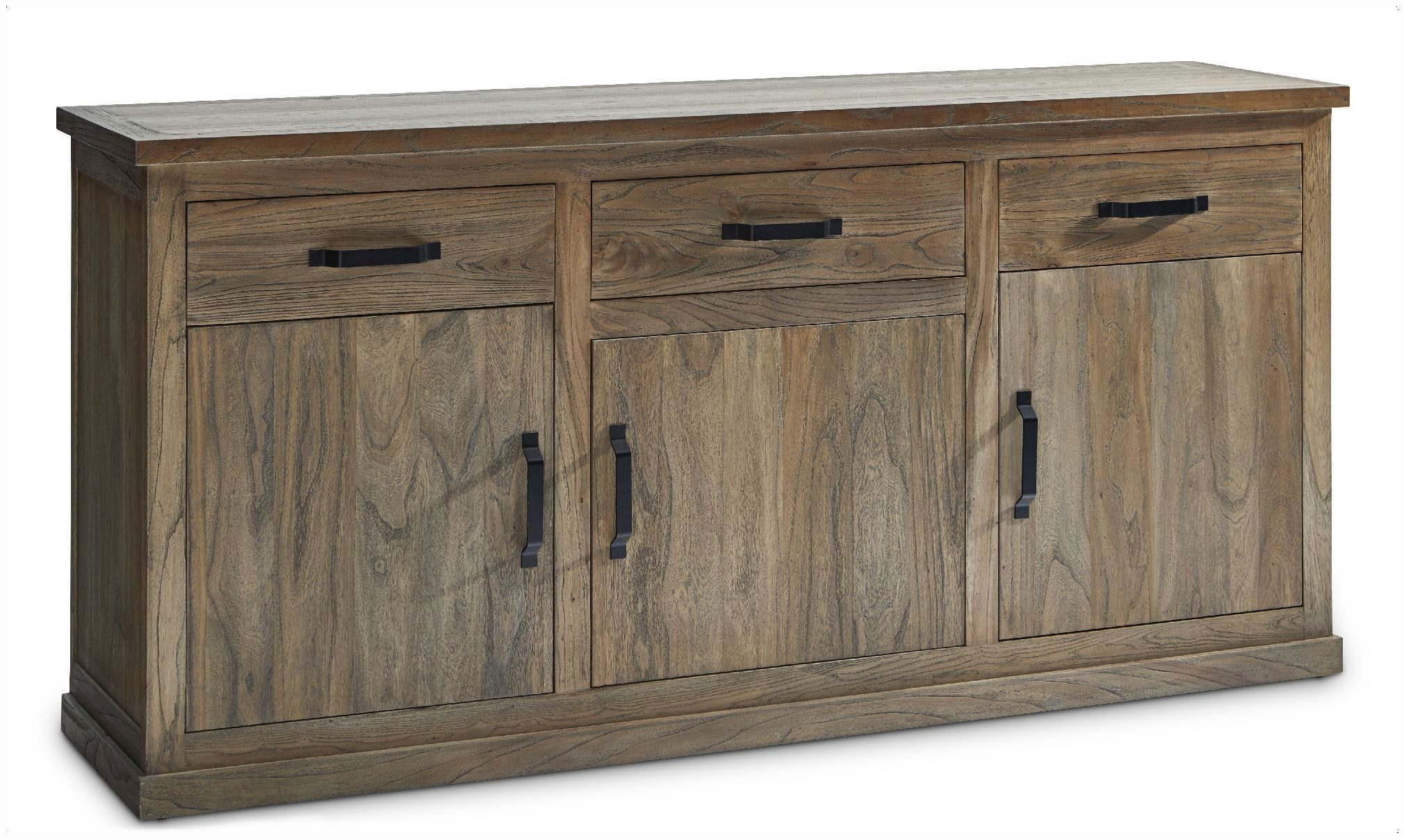 FURNARO Sideboard, Ulme massiv modern Landhaus komplett montiert 85x180x44 cm